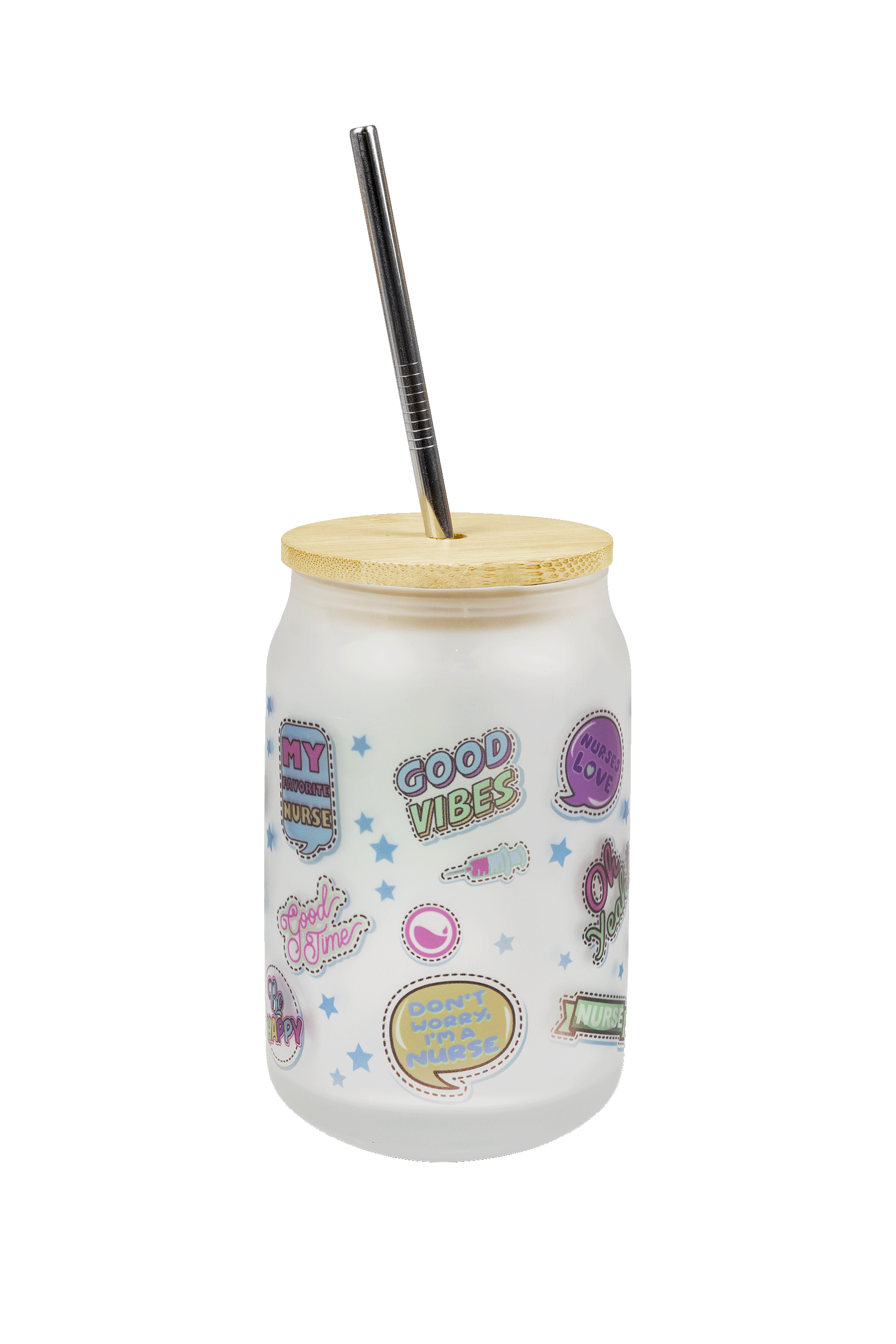 Enfermania Stickers Collection verre personnalisable 400 ml paille
