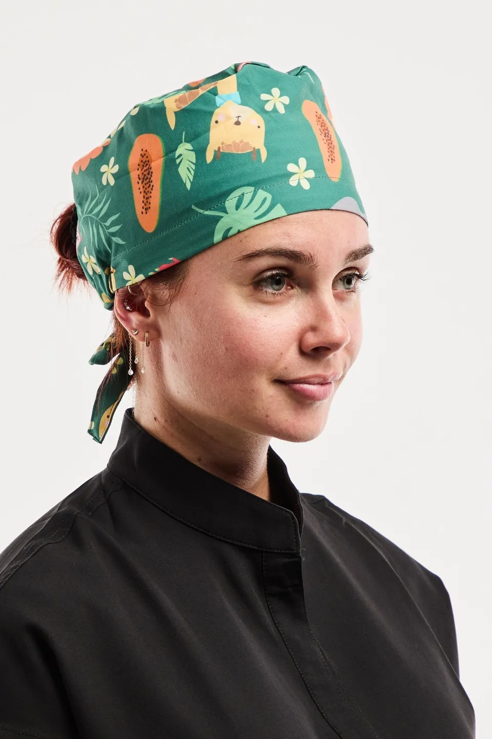 Aelin Paris calot médical imprimé Animaux Savane Vert stretch