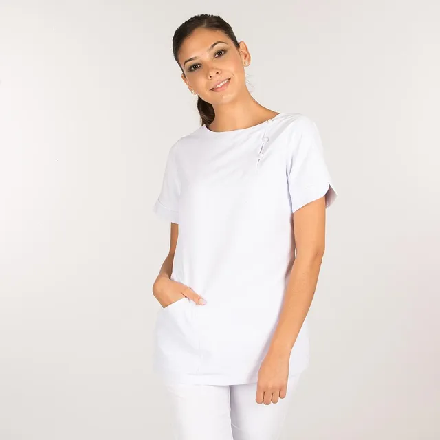 Gary's Samoa Blouse Femme Blanc Microfibre Antibactérienne