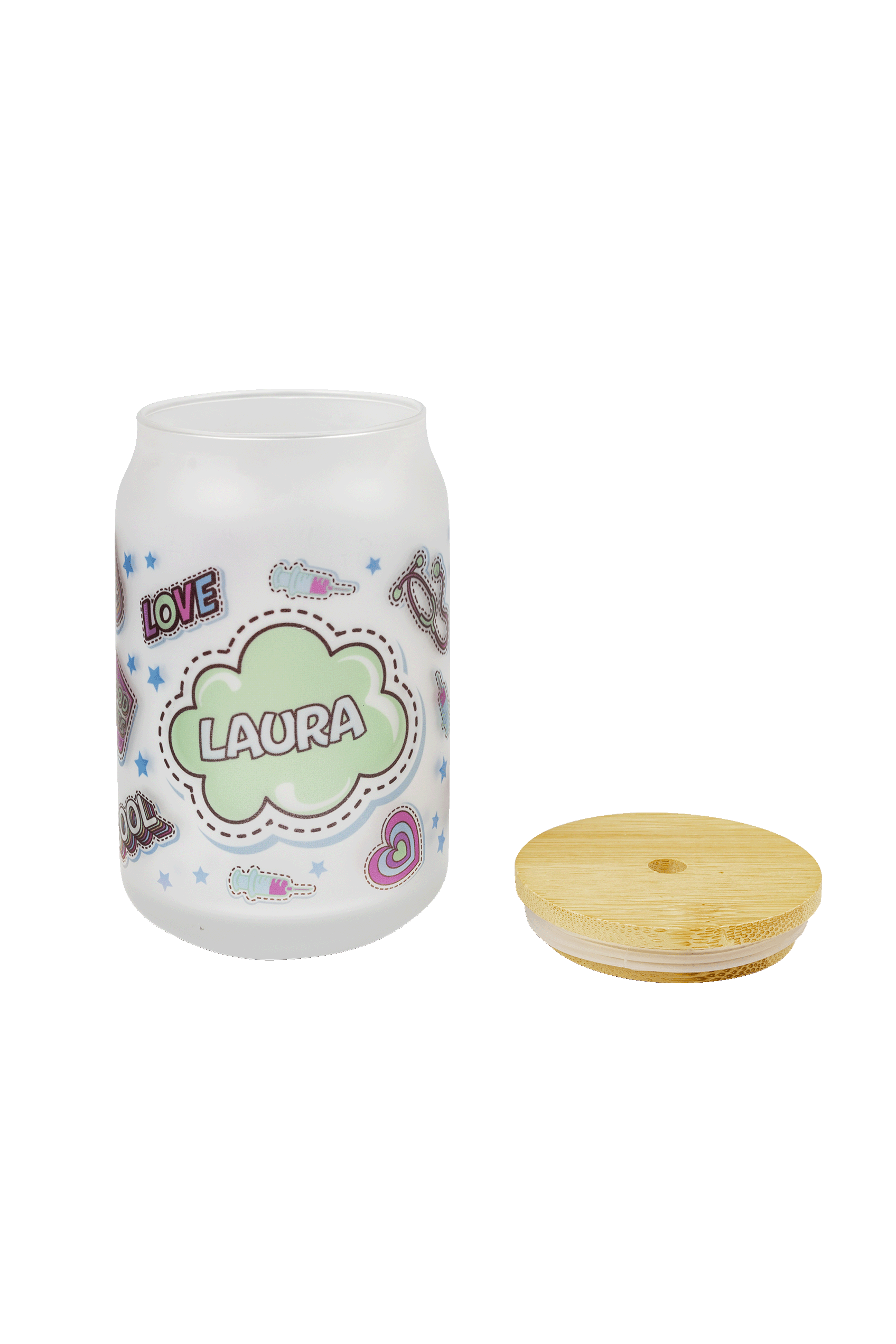 Enfermania Stickers Collection verre personnalisable 400 ml paille