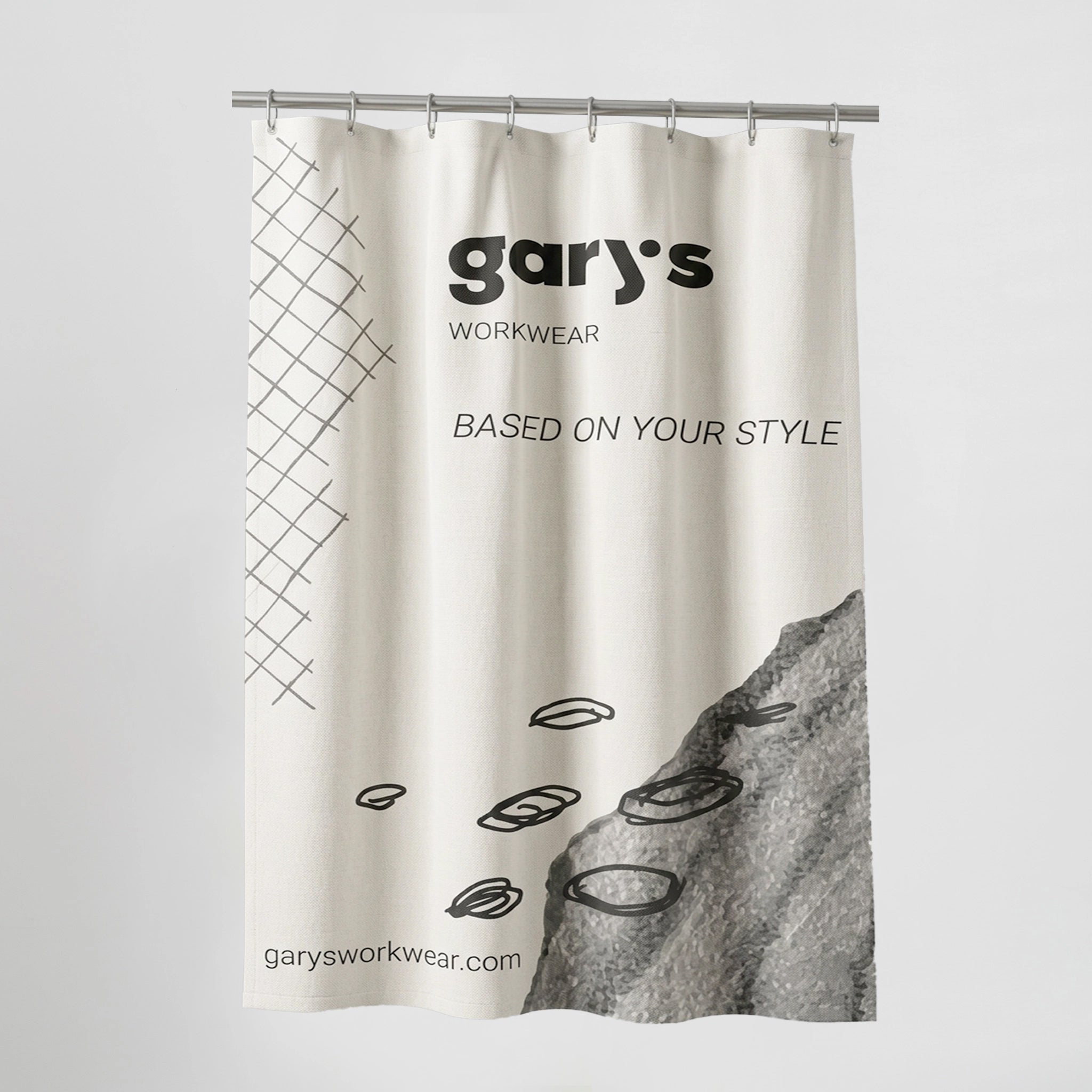 Gary's Advertising Material rideau P115-01U 1,50x2m logo