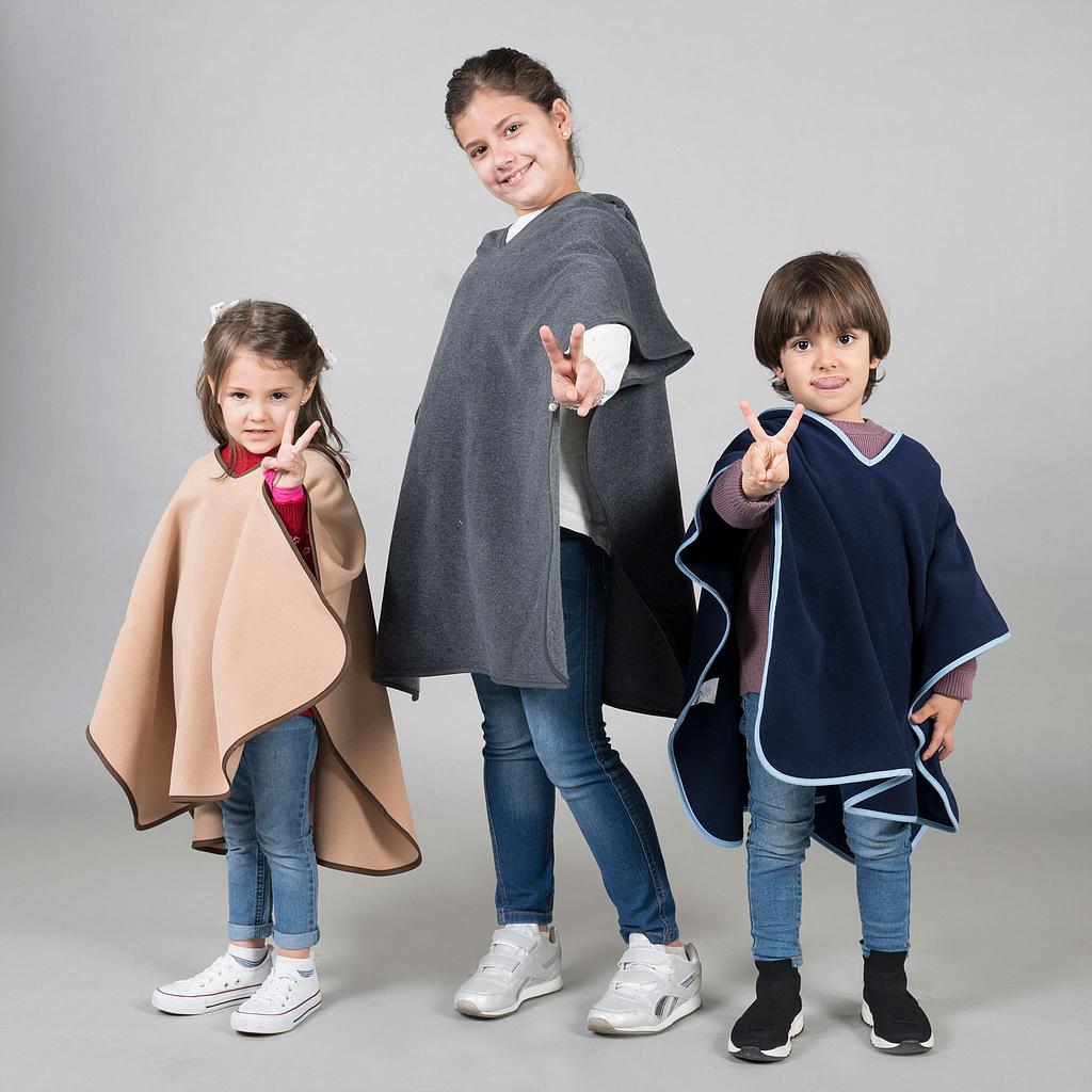 GARY'S Poncho polaire enfant marine à capuche