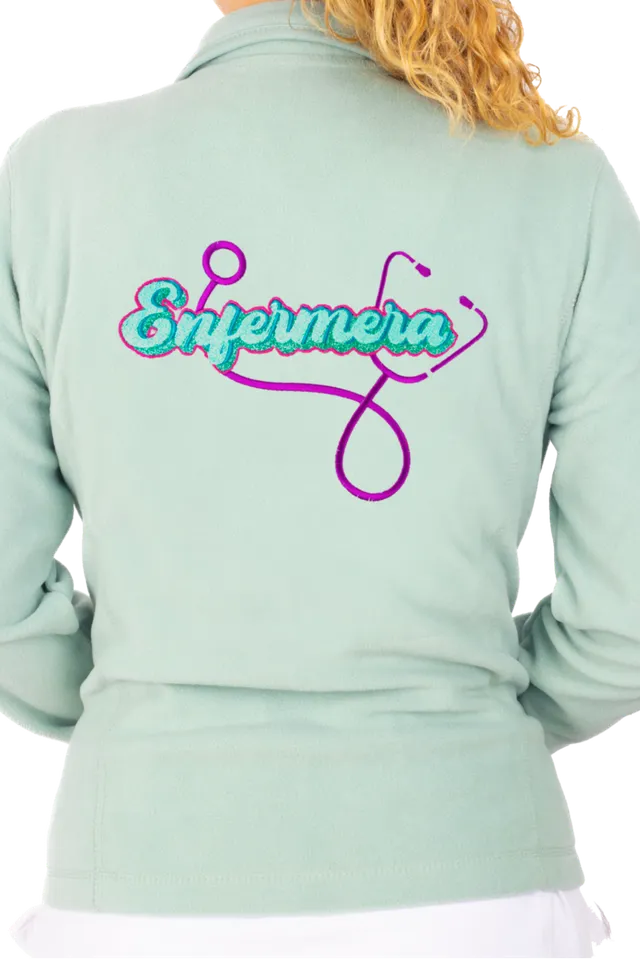 Enfermania Ropa polaire médical femme vert sweet brodé