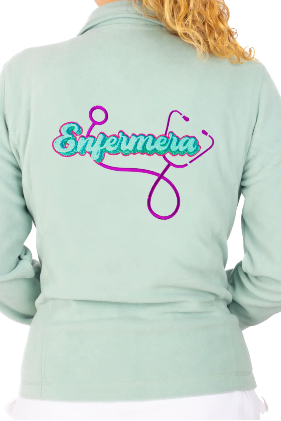 Enfermania Ropa polaire médical femme vert sweet brodé