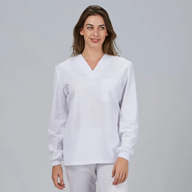 Gary's blouse médicale unisexe blanche manches longues