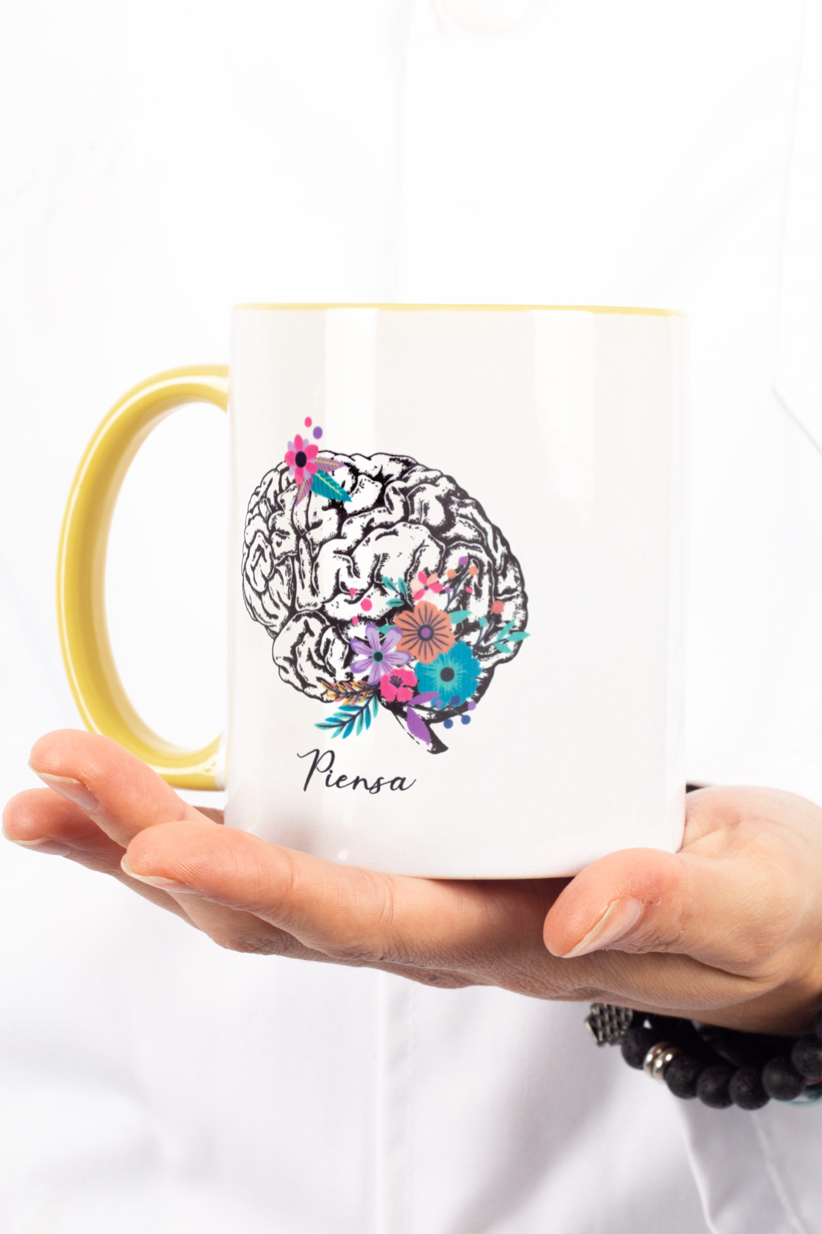 Enfermania Regalos Cerebro tasse céramique jaune 350 ml
