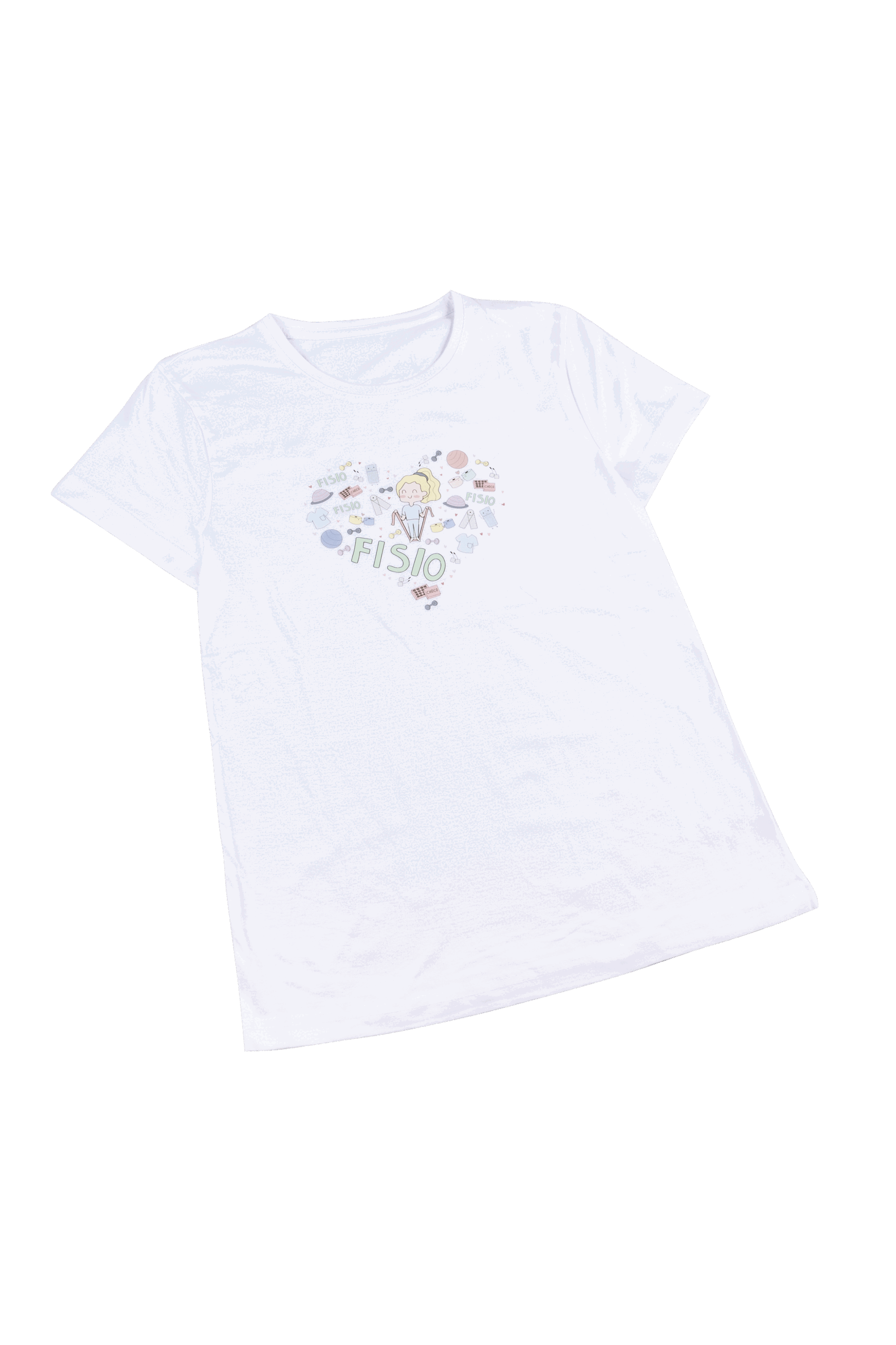 Enfermania Ropa t-shirt femme Fisio Cœur blanc coton