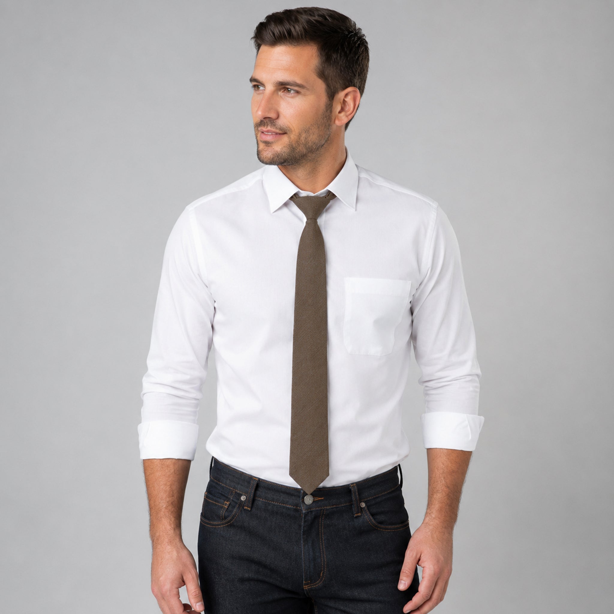 Gary's Cravate Slim Denim Noire Nœud Fixe Taille Unique