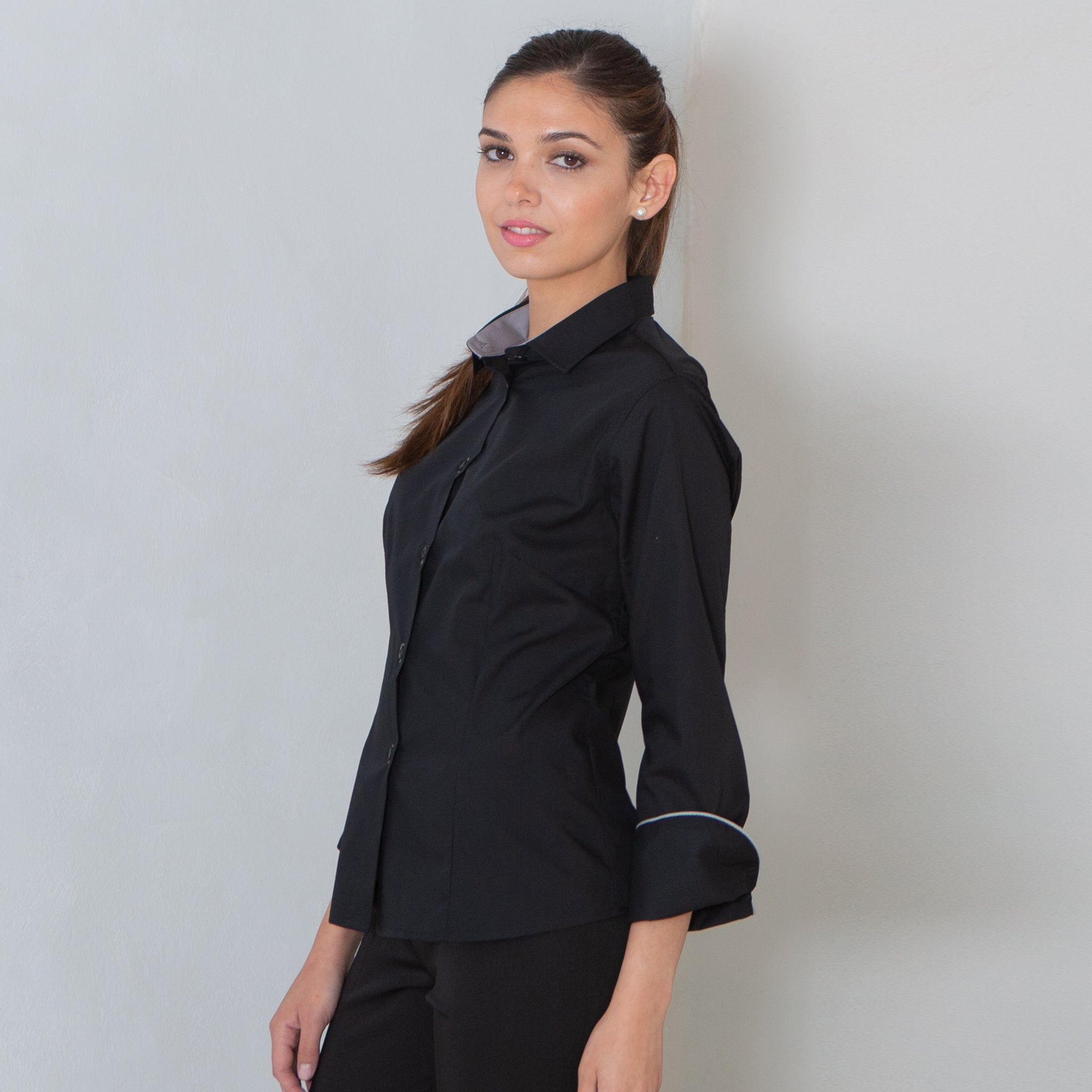 GARY'S Paola Chemise Femme popeline noir gris