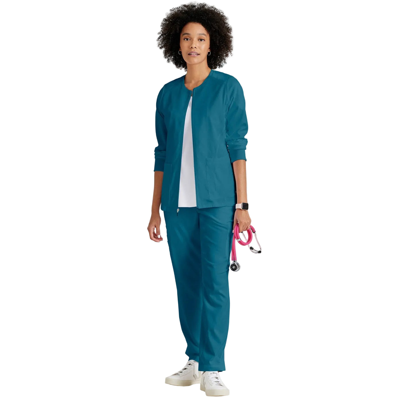Grey's Anatomy veste médicale femme zip 5 poches bleu pétrole M