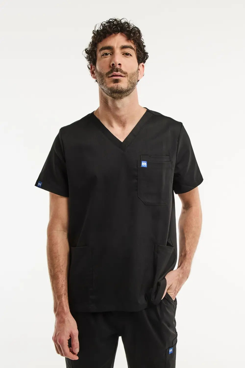 Aelin LUCA Jogger tenue médicale homme noir col V stretch
