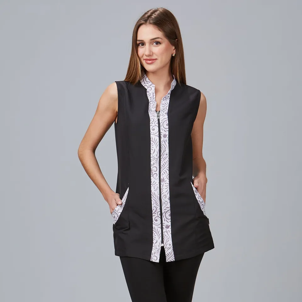 GARY'S Silene blouse femme noire sans manches microfibre
