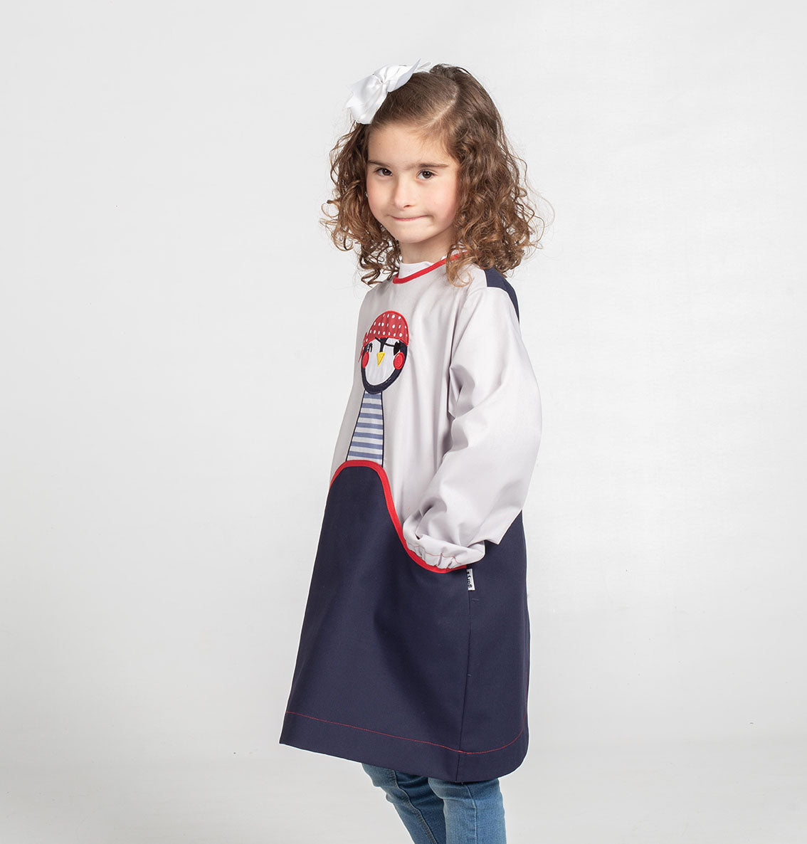 Gary's Pingüino tablier école enfant marine manches longues