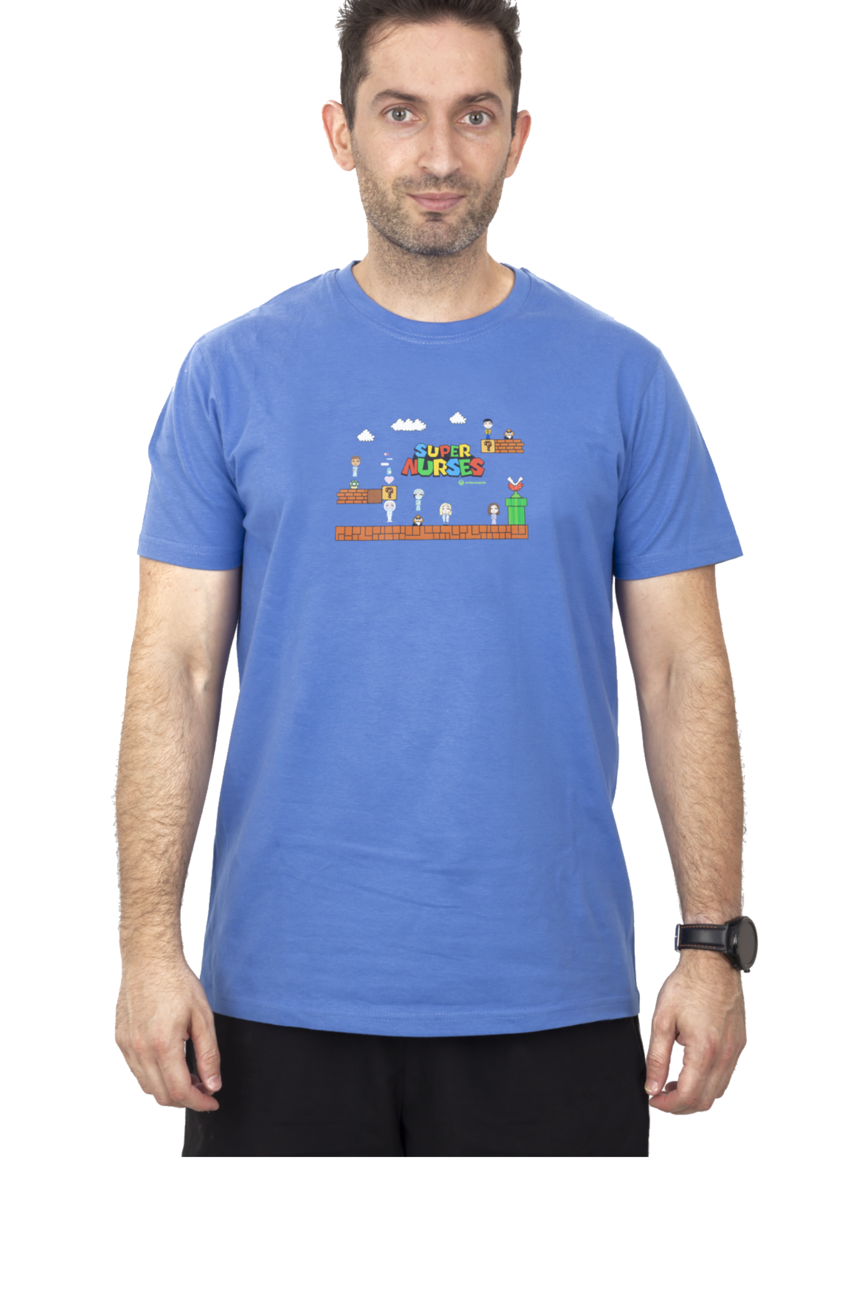 Enfermania Ropa T-shirt homme bleu classique taille L