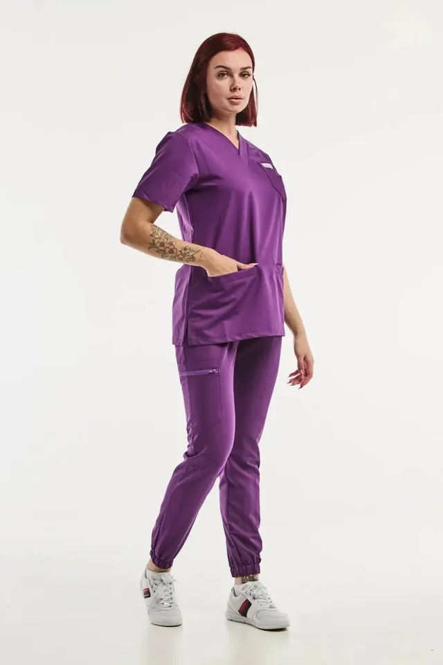 Aelin Slimfit NEW Tenue médicale Violet 6 poches