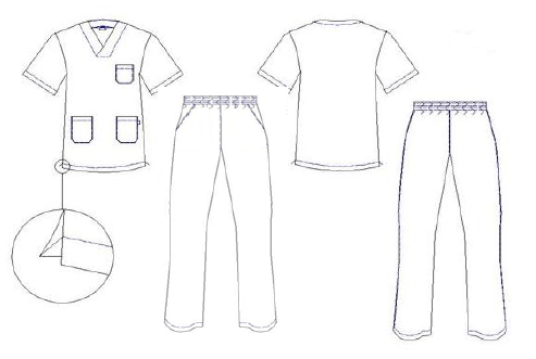 GARY'S Sets ensemble médical blanc col V blouse + pantalon