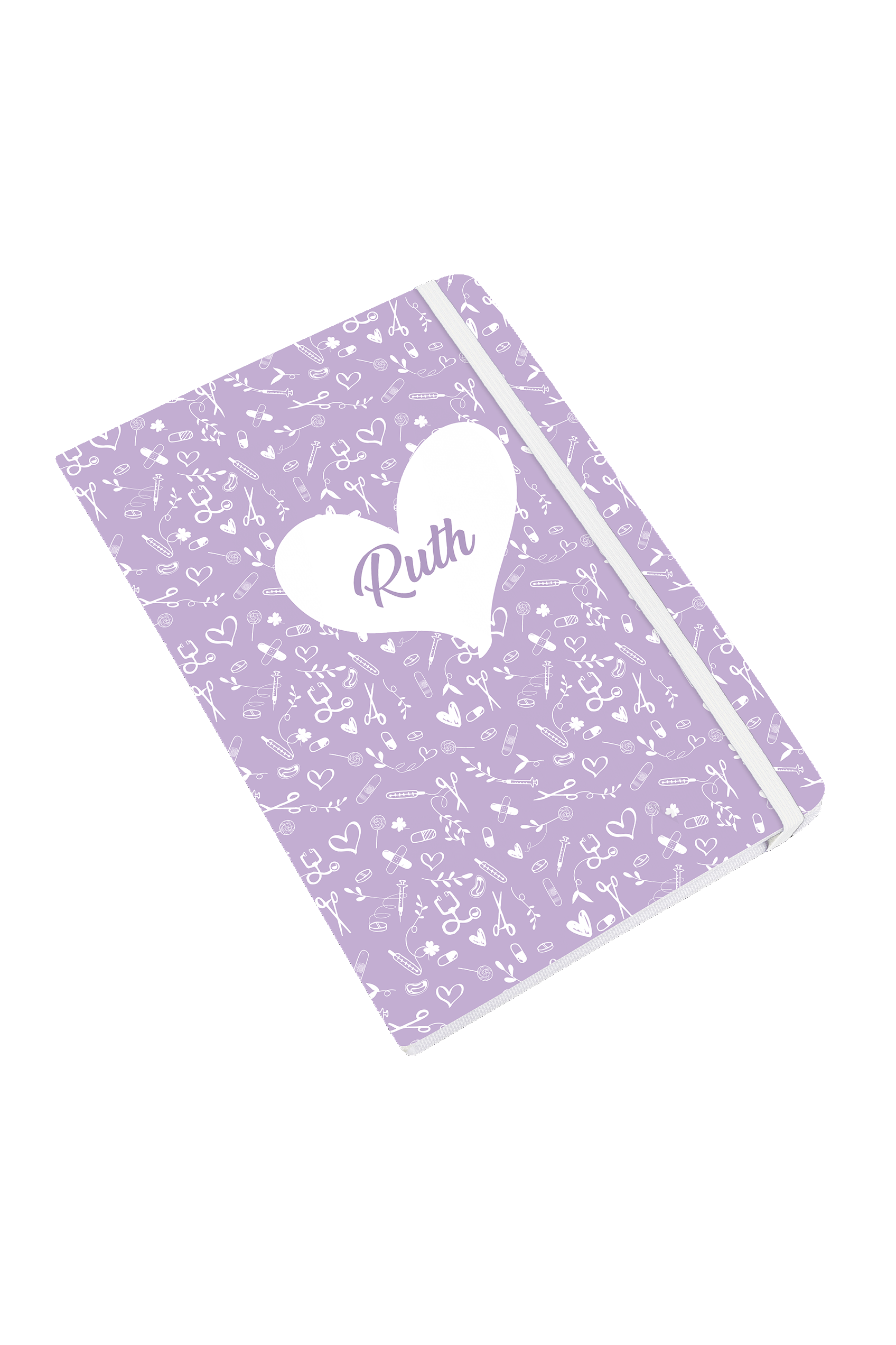 Enfermania Papelería Sweet Lavanda carnet A5 ligné élastique blanc