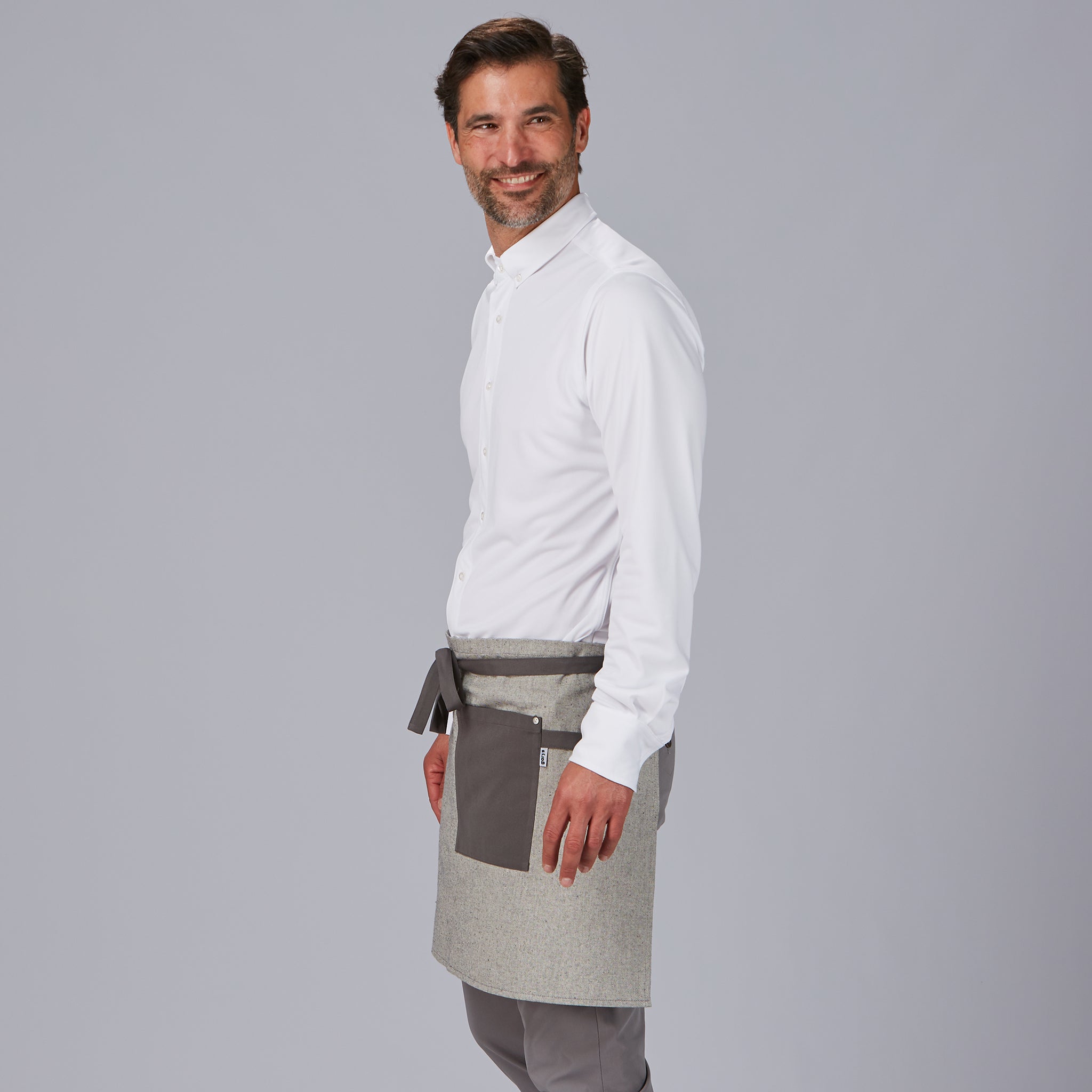 Gary's Aprons tablier court gris poches toile 45 cm