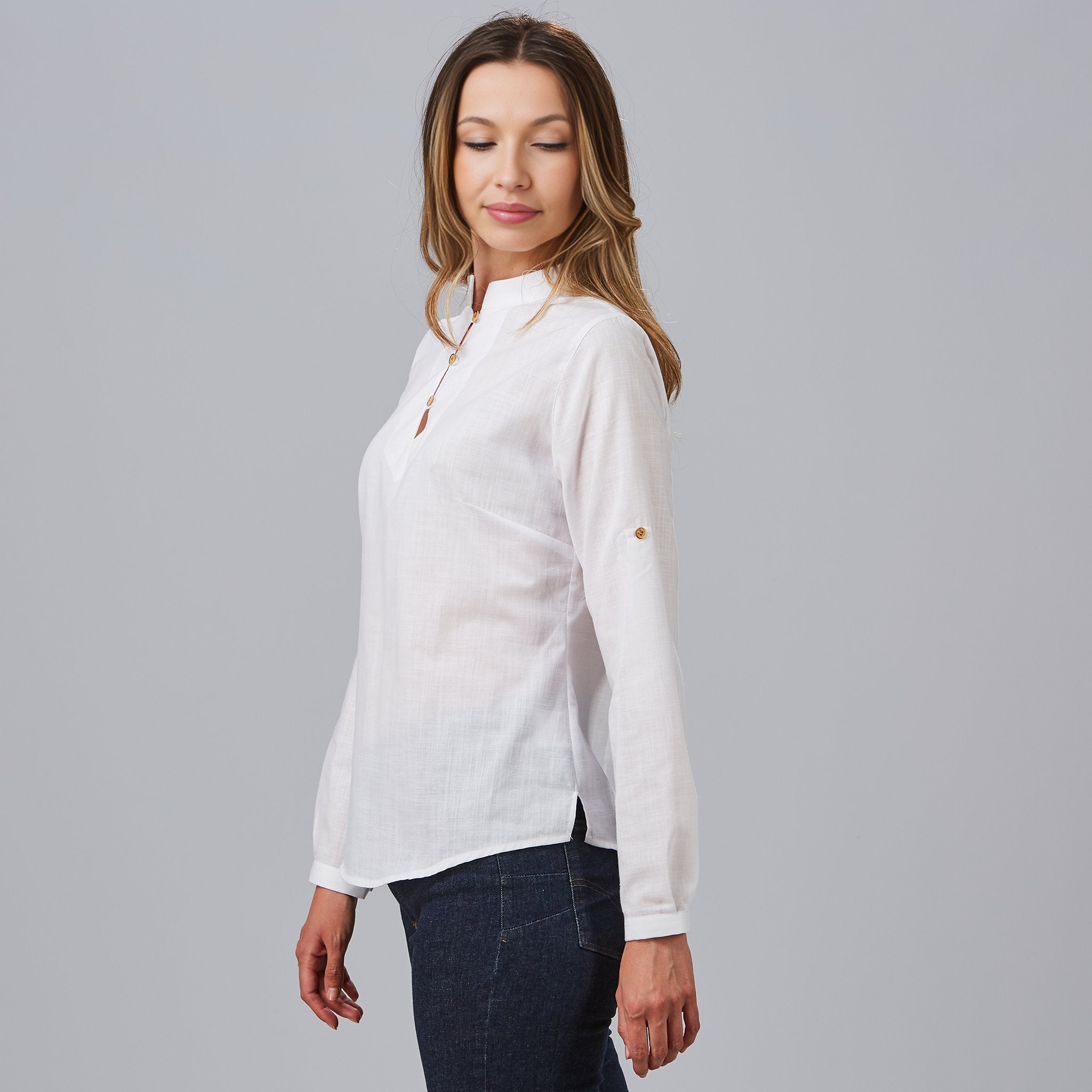GARY'S Flora chemise femme blanche lin manches longues