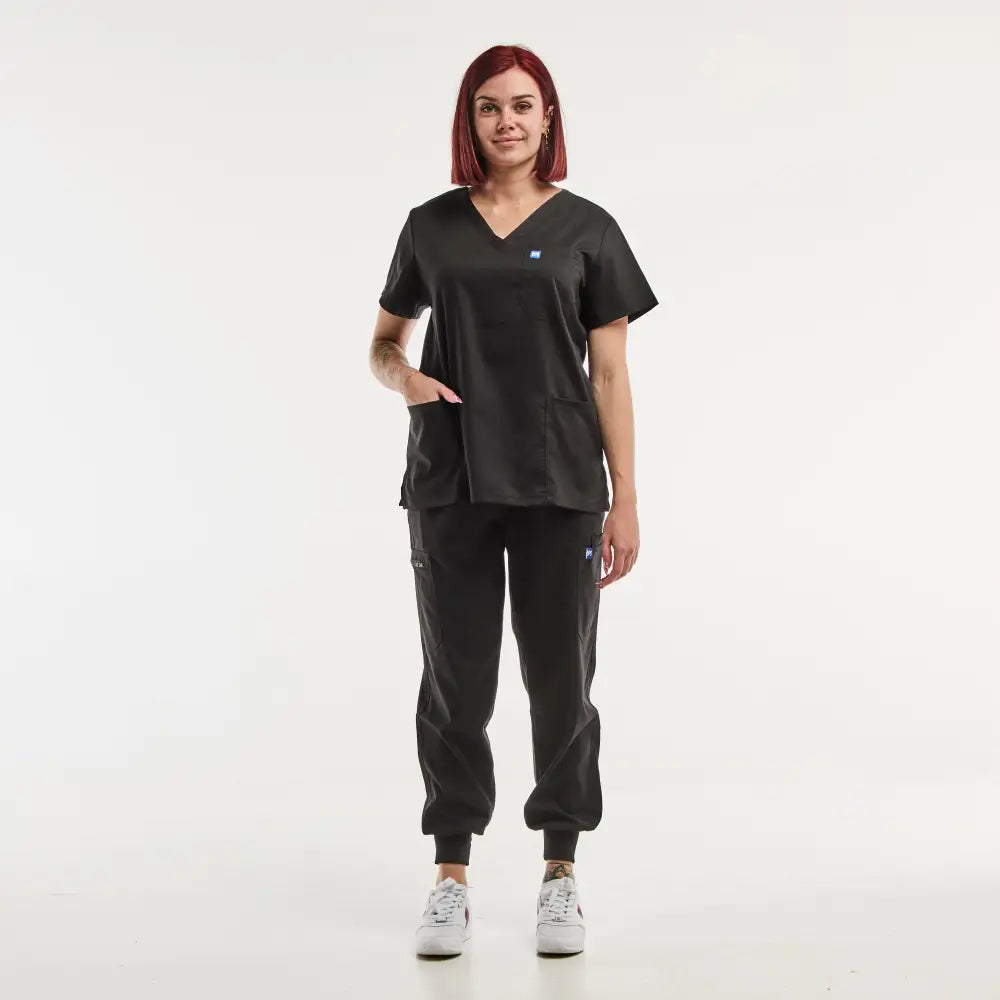 Aelin EMMA Jogger tenue médicale femme noir poches
