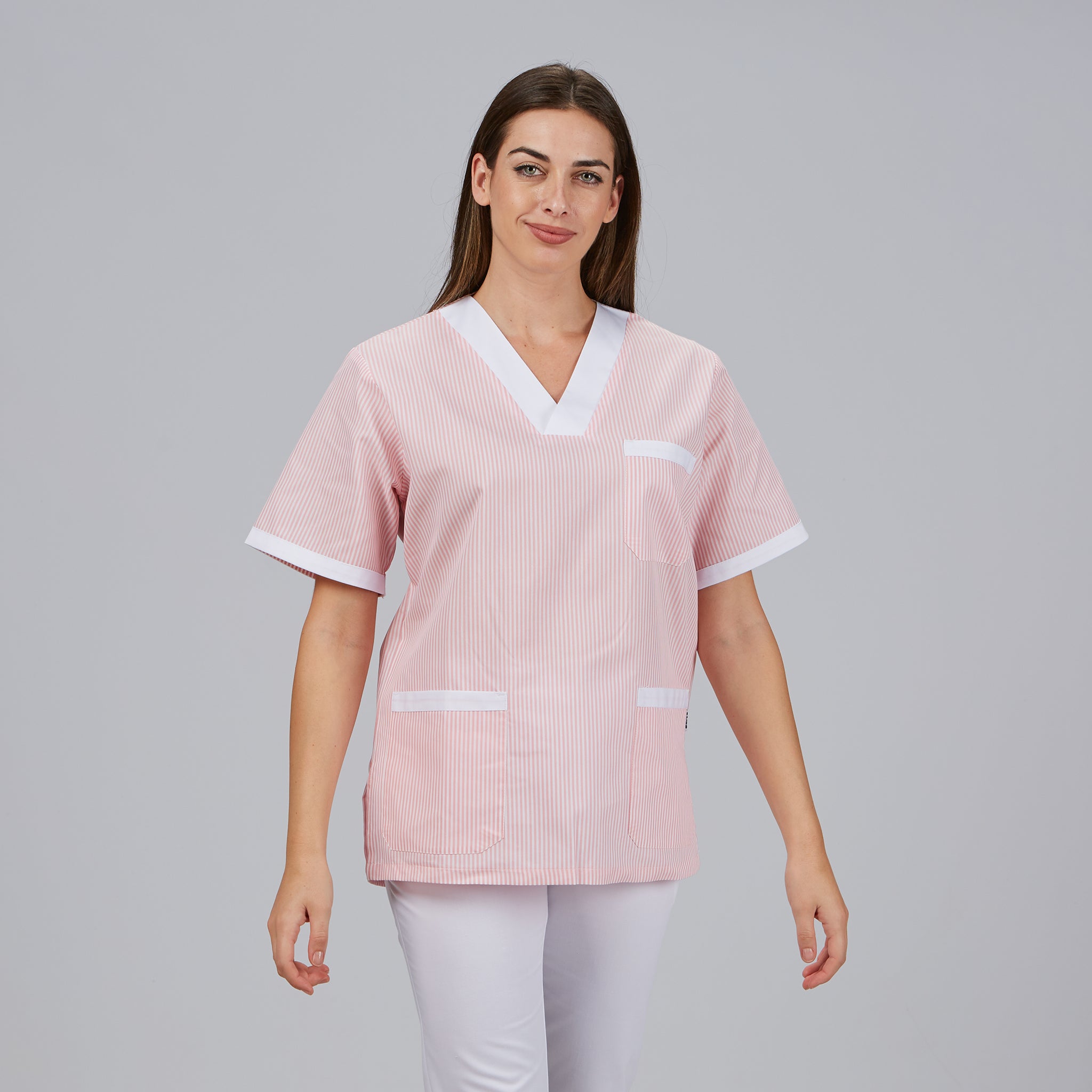 Gary's Blouse V-Neck blouse médicale vichy mix manches