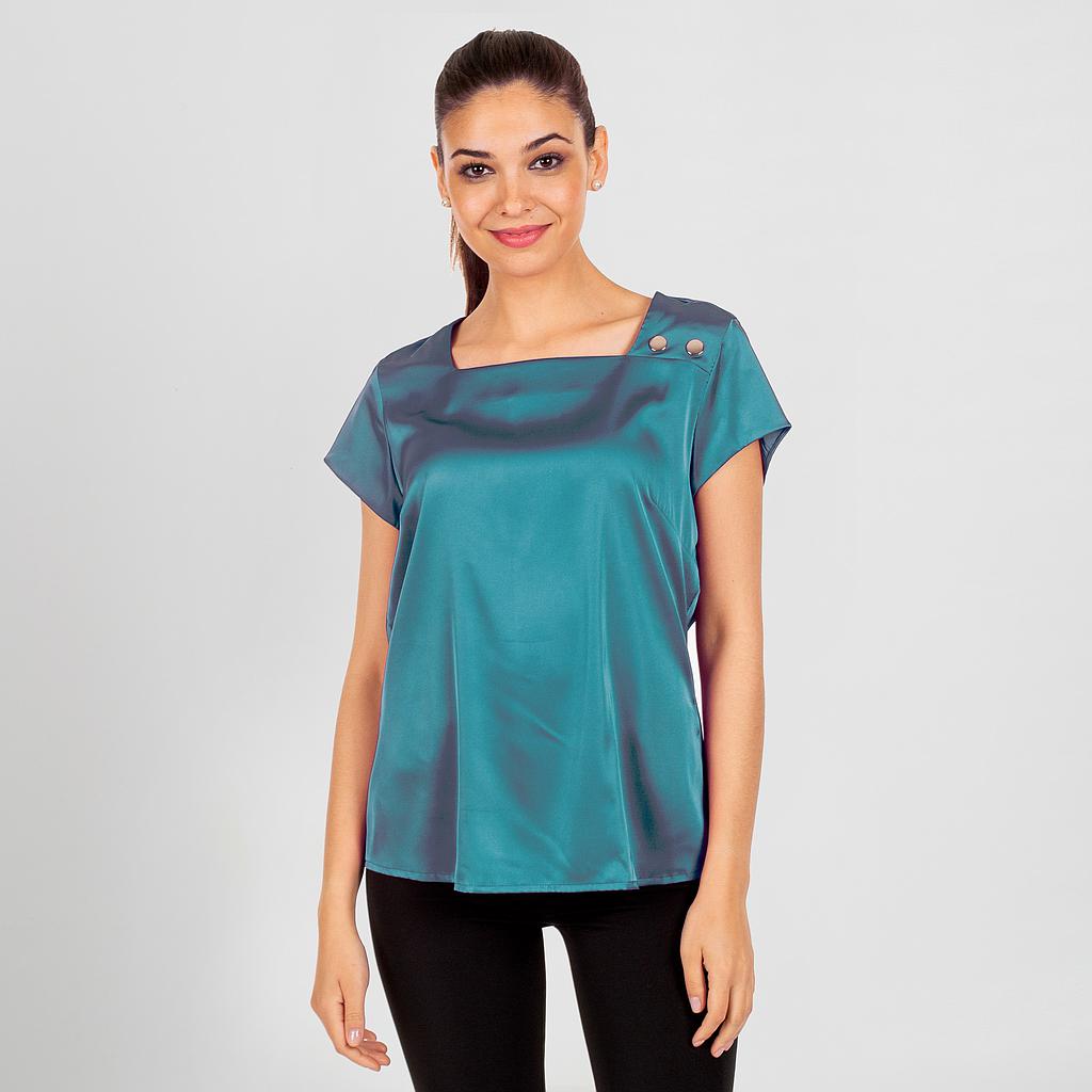 Gary's Carola blouse femme satin noire manches courtes