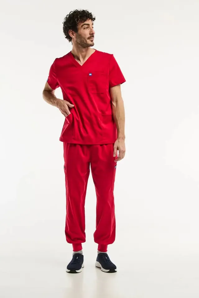 Aelin LUCA tenue médicale homme rouge jogger stretch