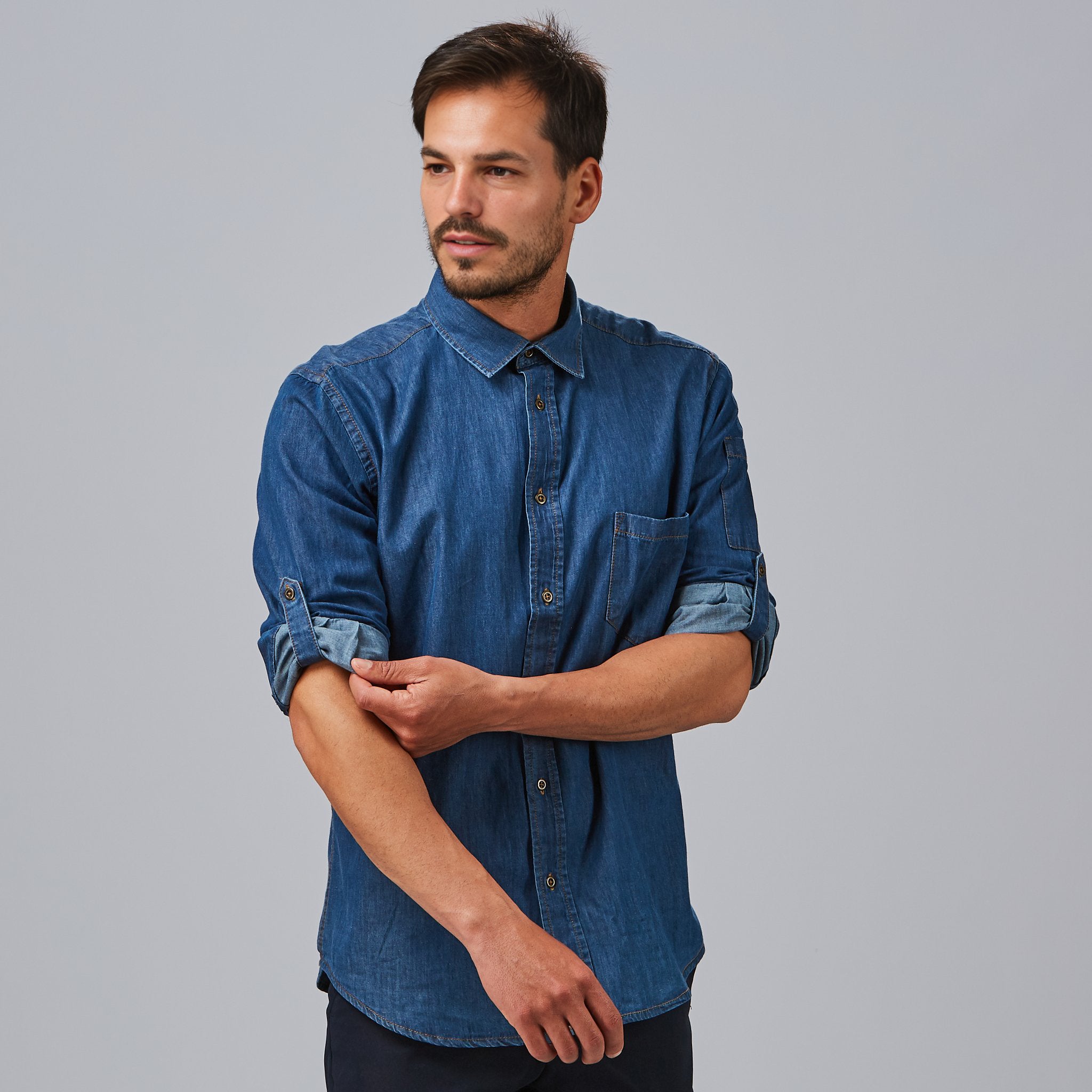 Gary's Mattia Chemise Homme Denim Slim Manches Longues