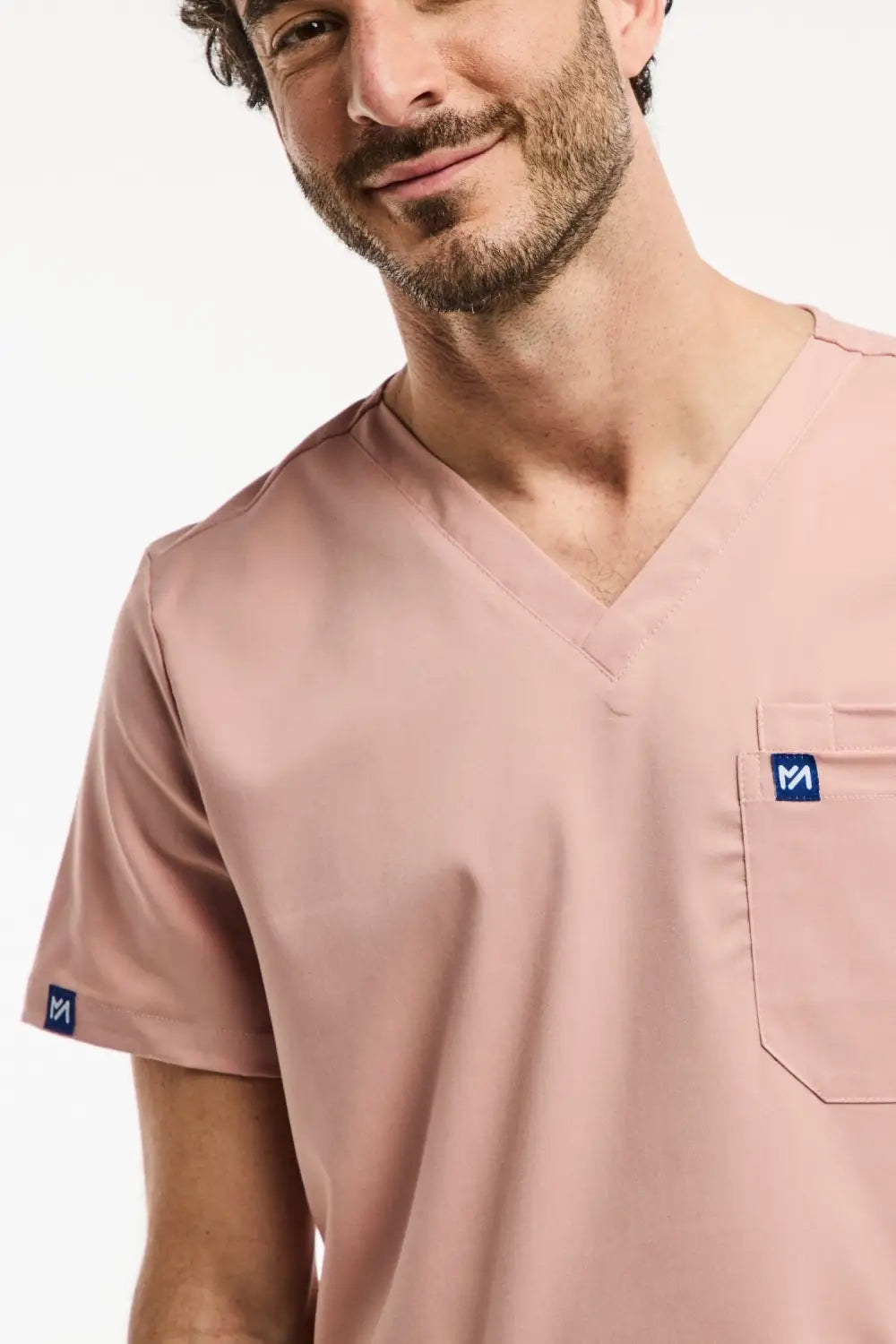 Aelin LUCA Tunique médicale homme rose clair col V