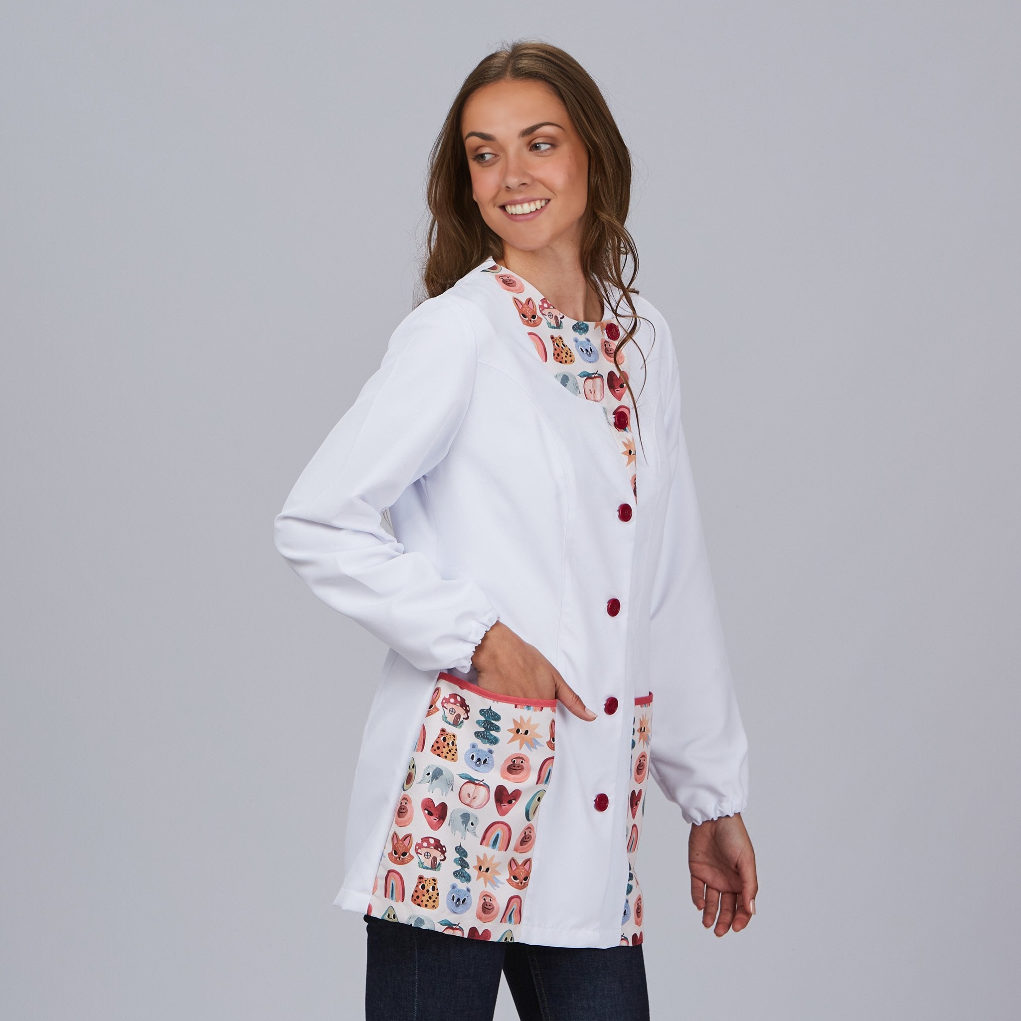 Gary's Animales blouse médicale blanc imprimé animaux