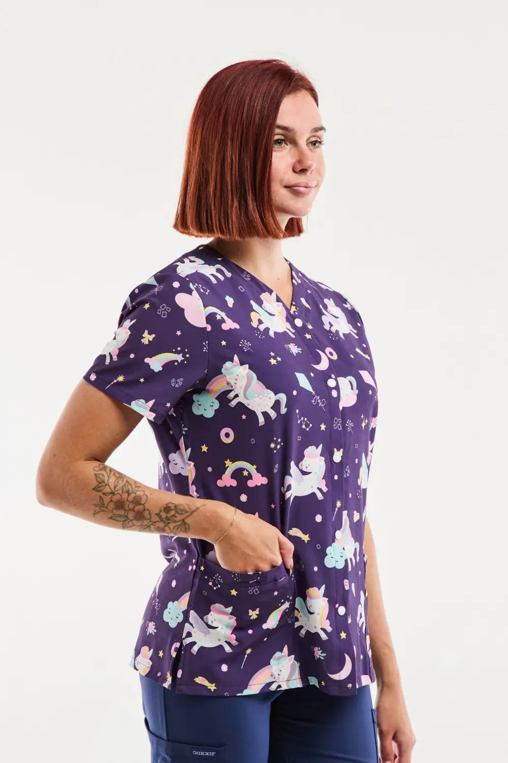 Aelin Serena Tunique Stretch Motifs Magiques Violet Femme