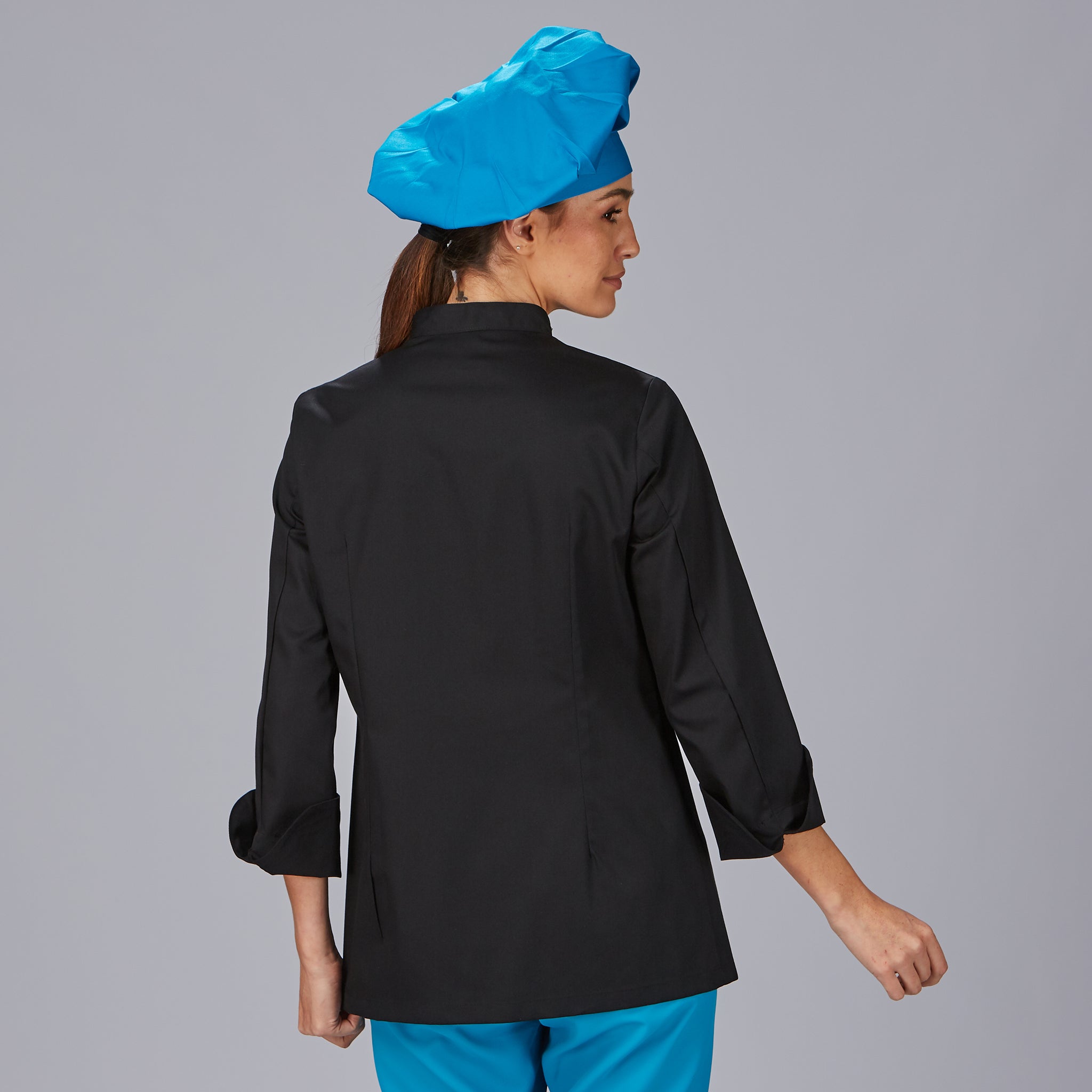GARY'S Niza veste cuisine femme croisée noire manches longues