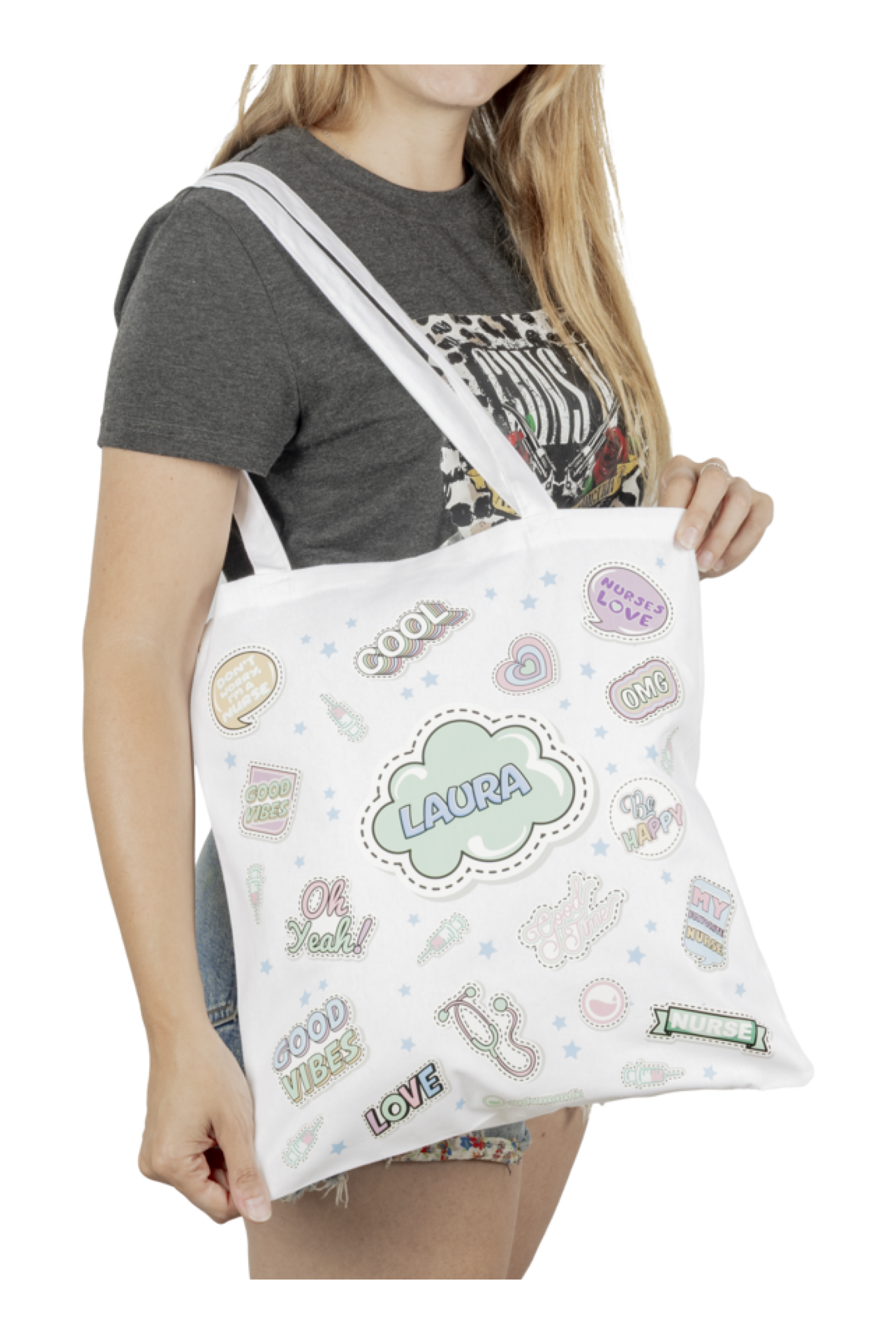 Enfermania Stickers Collection tote bag blanc personnalisable coton