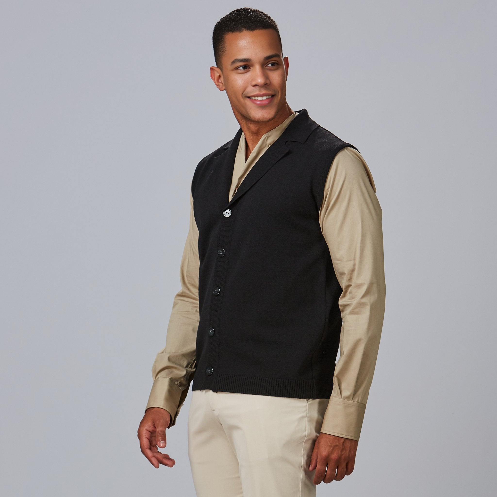 GARY'S Vests gilet homme noir boutons recyclé