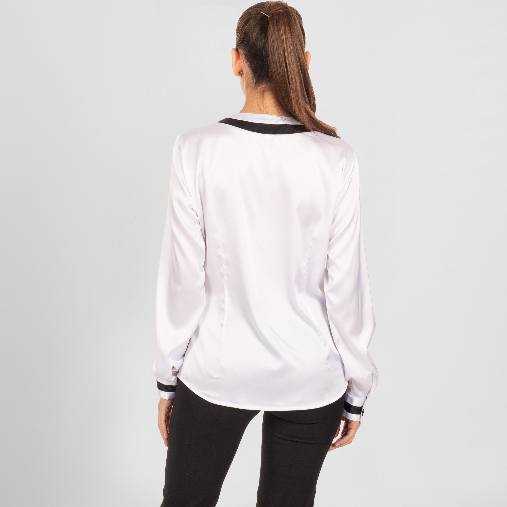 GARY'S Melania blouse noire M manches longues satin