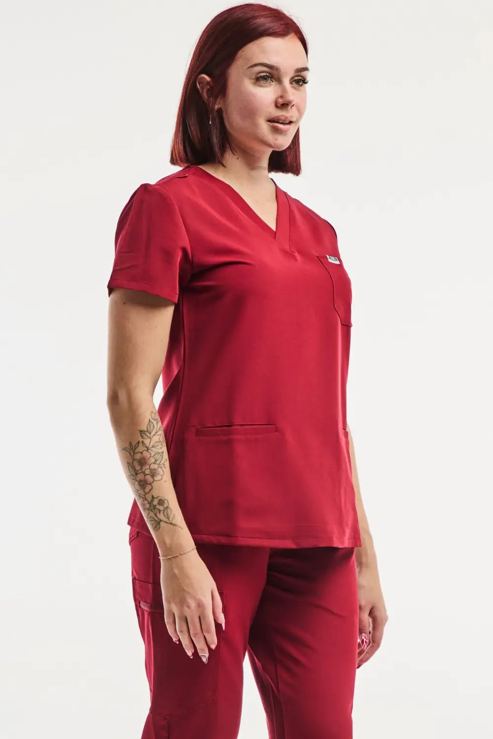Aelin Paris tenue médicale femme rouge stretch 6 poches