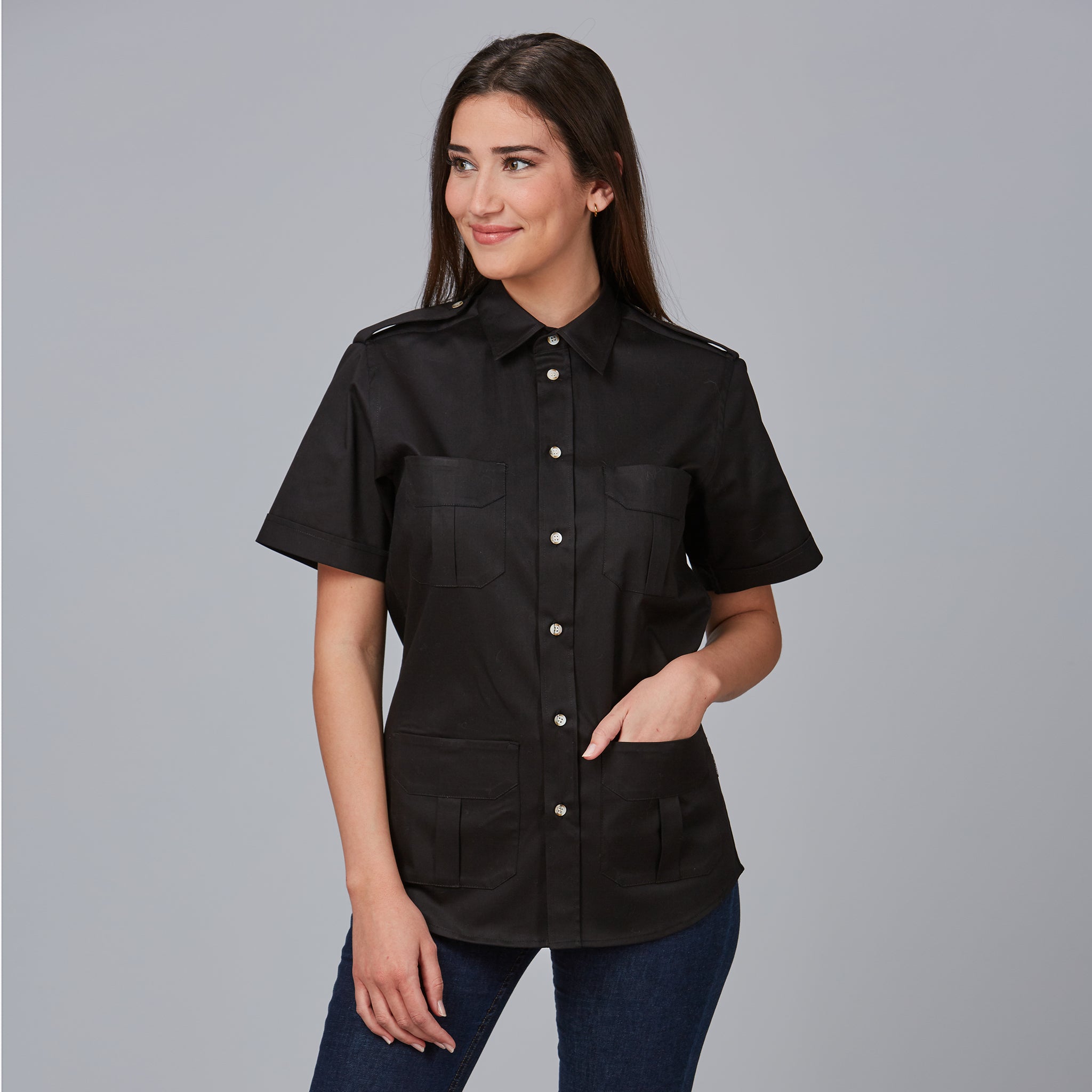 Gary's Aciron Chemise Unisexe Noir Chemise Travail 4 Poches