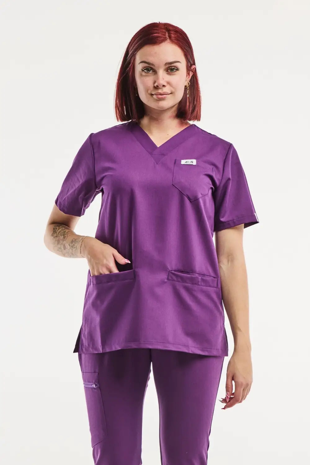 Aelin Slimfit NEW Tenue médicale Violet 6 poches