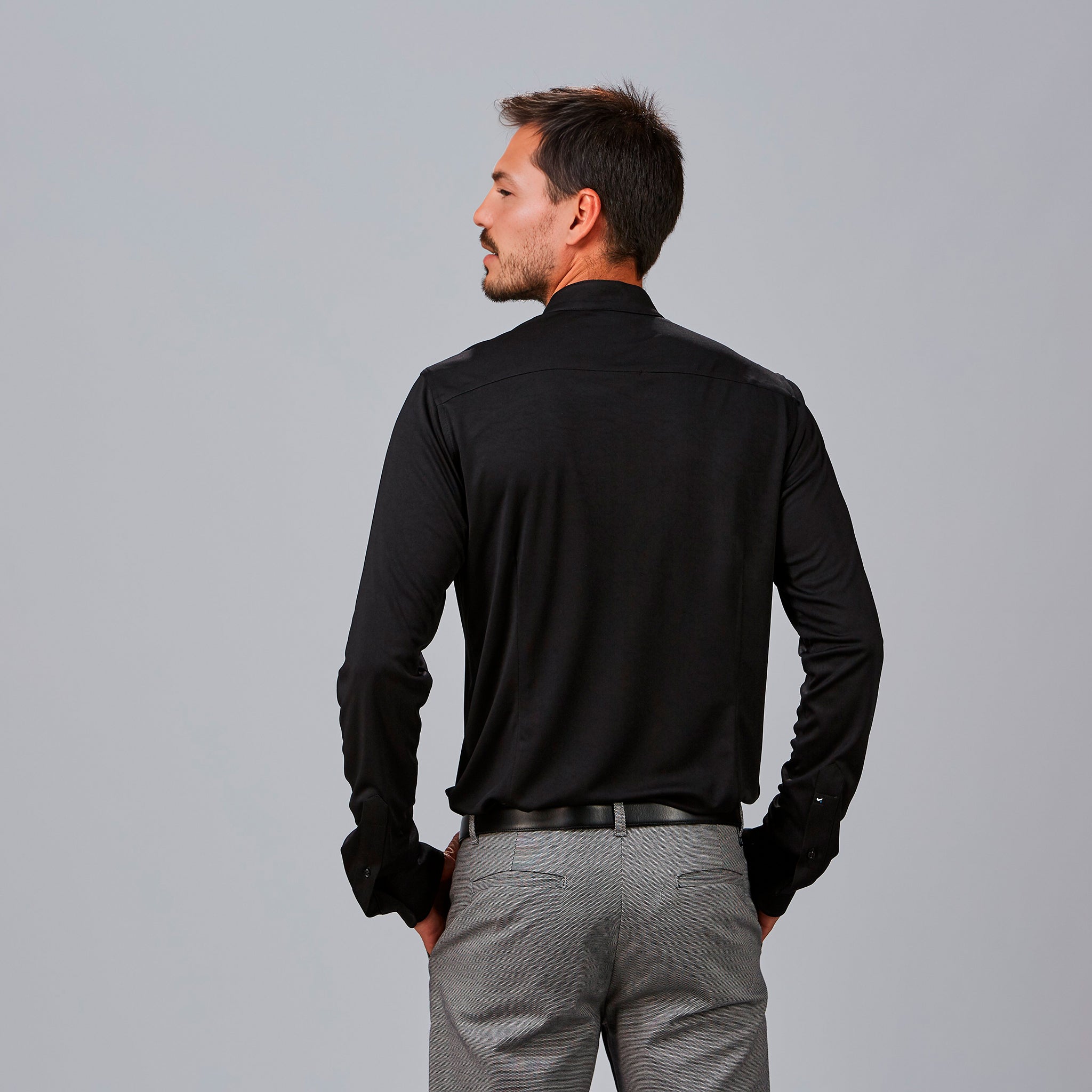 Gary's Pietro chemise homme slim col mao noir