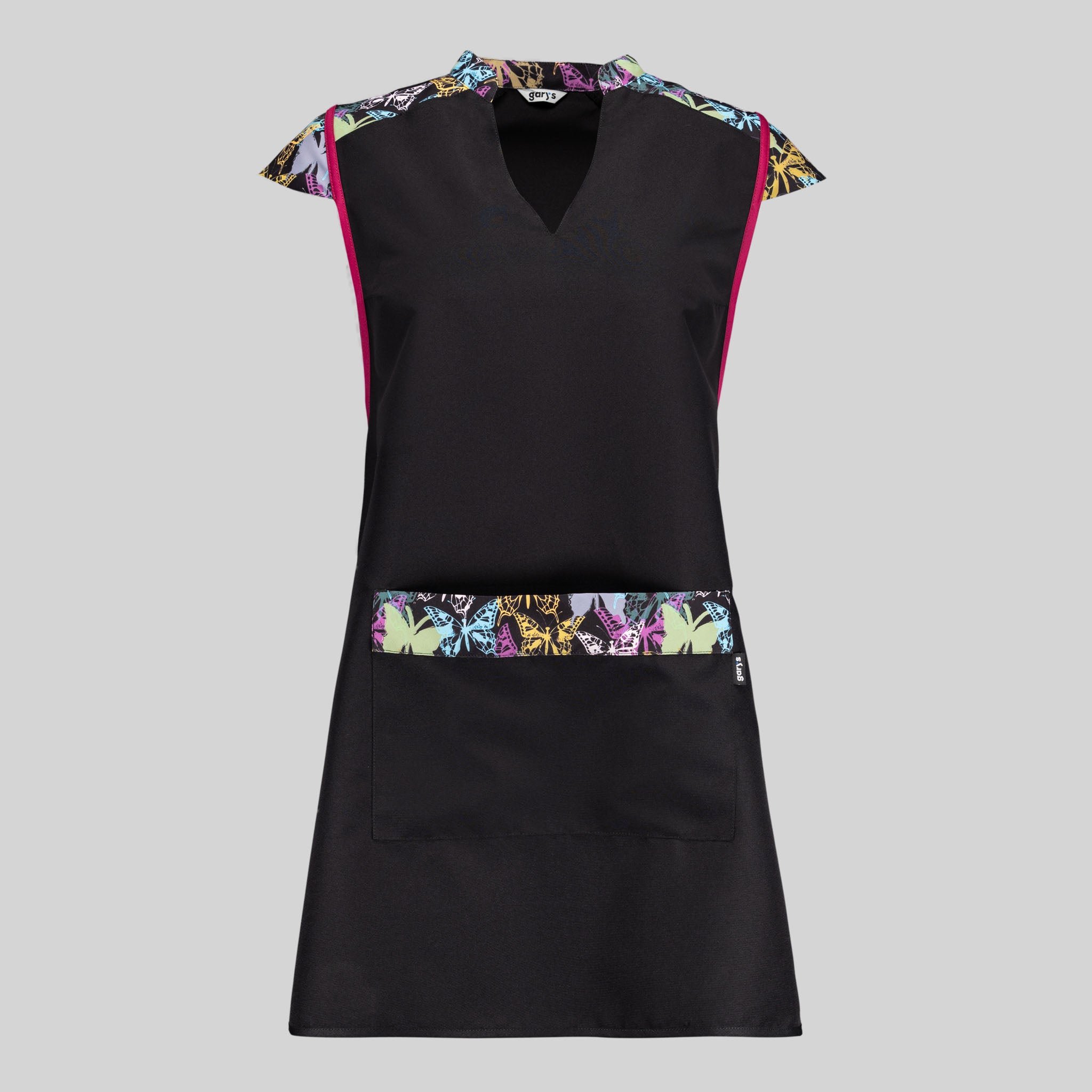 GARY'S Borboleta tunique esthétique noire col mao