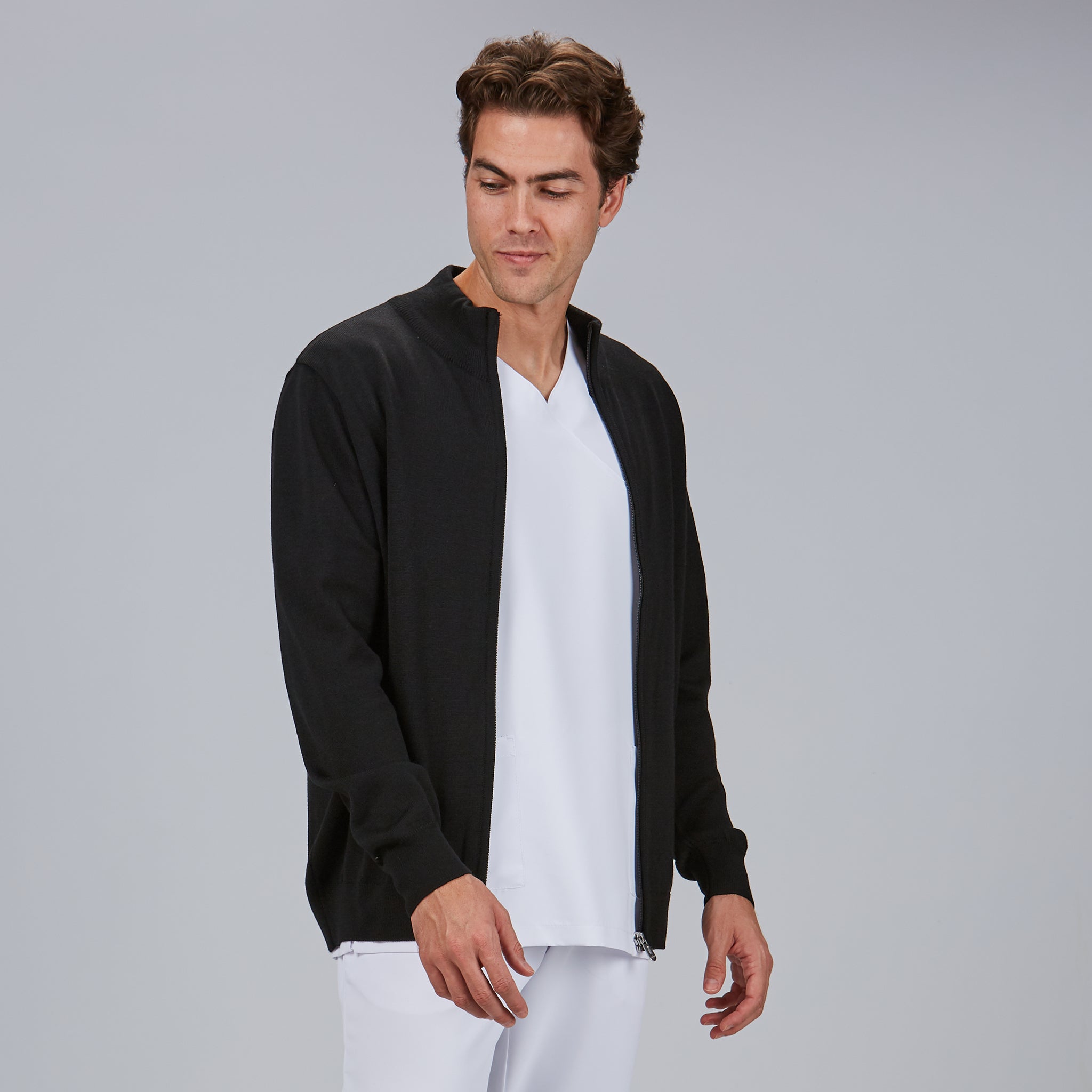 Gary's Knit cardigan homme zip maille fine noir