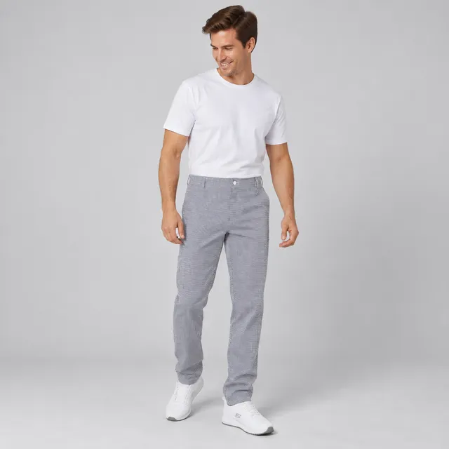 GARY'S Vichy pantalon cuisine carreaux marine 50/50