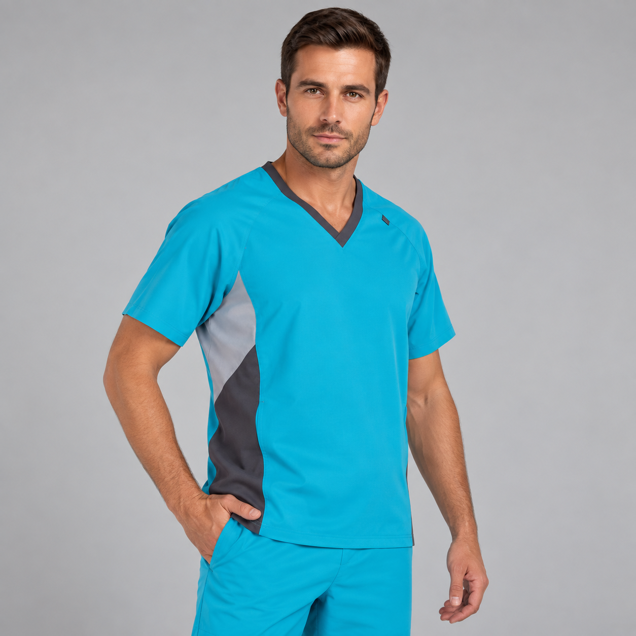 Gary's Alan Veste Médicale Homme Turquoise Microfibre