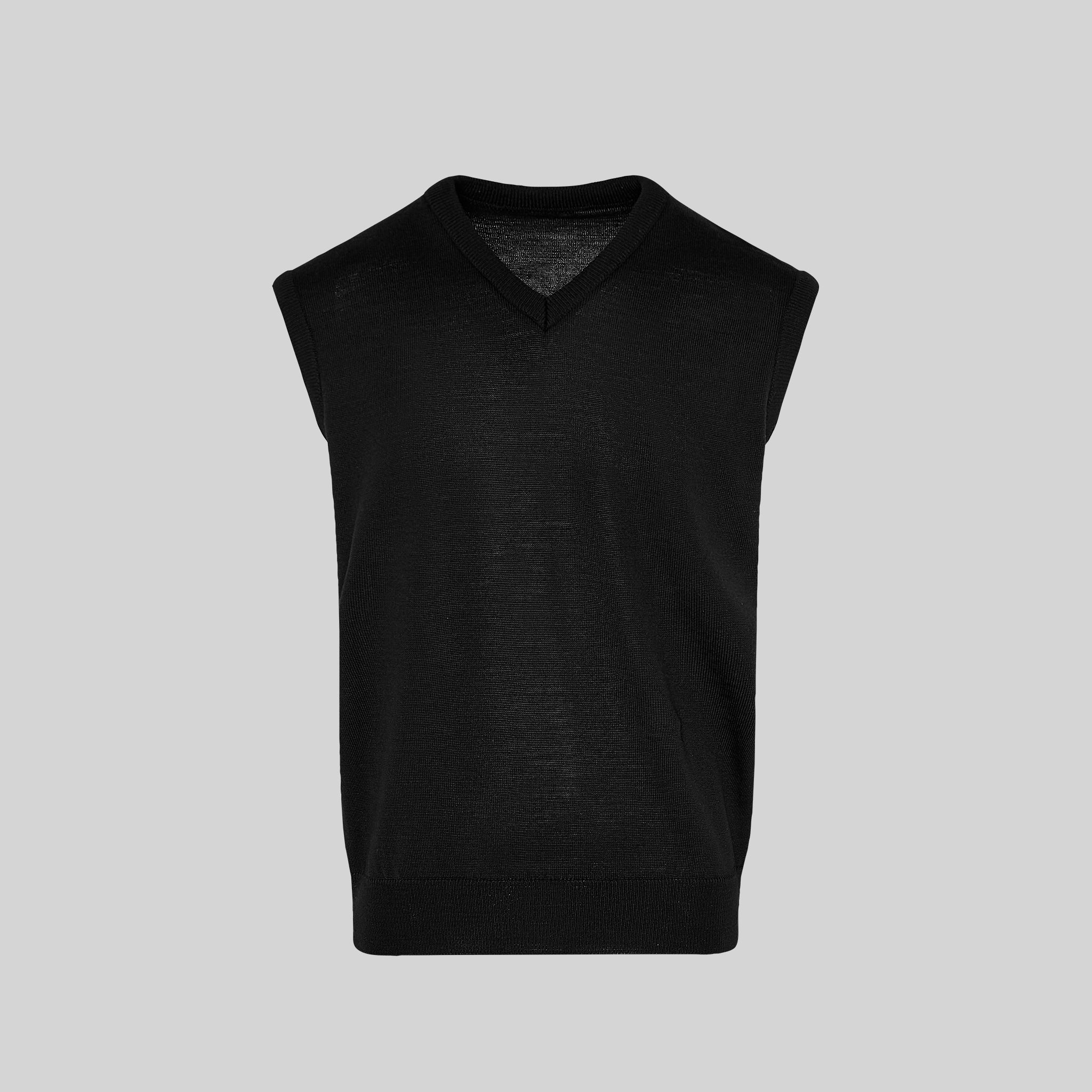 Gary's Pull Col V Homme Noir Sans Manche Travail