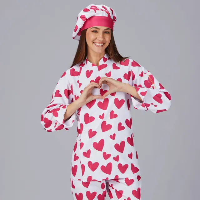GARY'S Agatha veste de cuisine unisexe Cuore Rosa