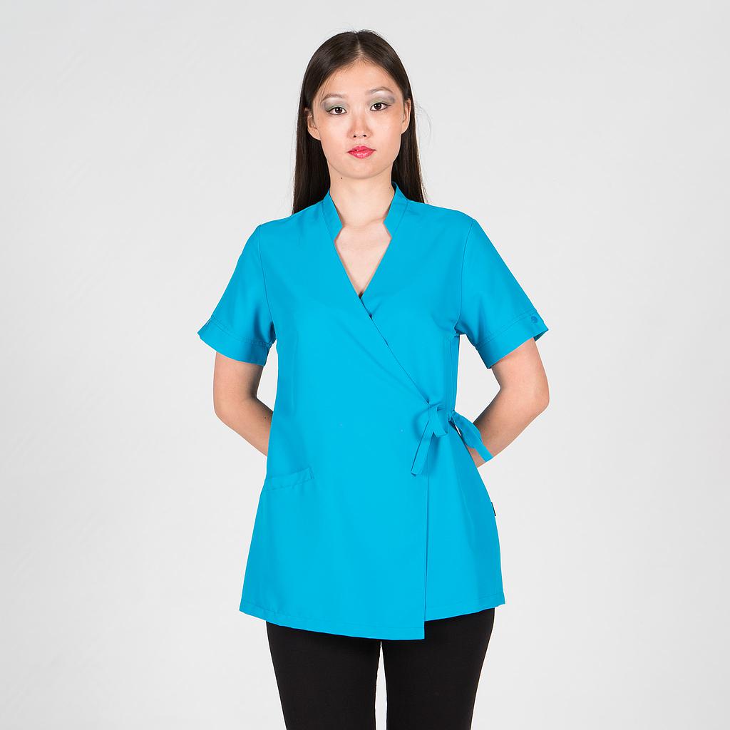 GARY'S Añil blouse esthétique femme blanche manches courtes
