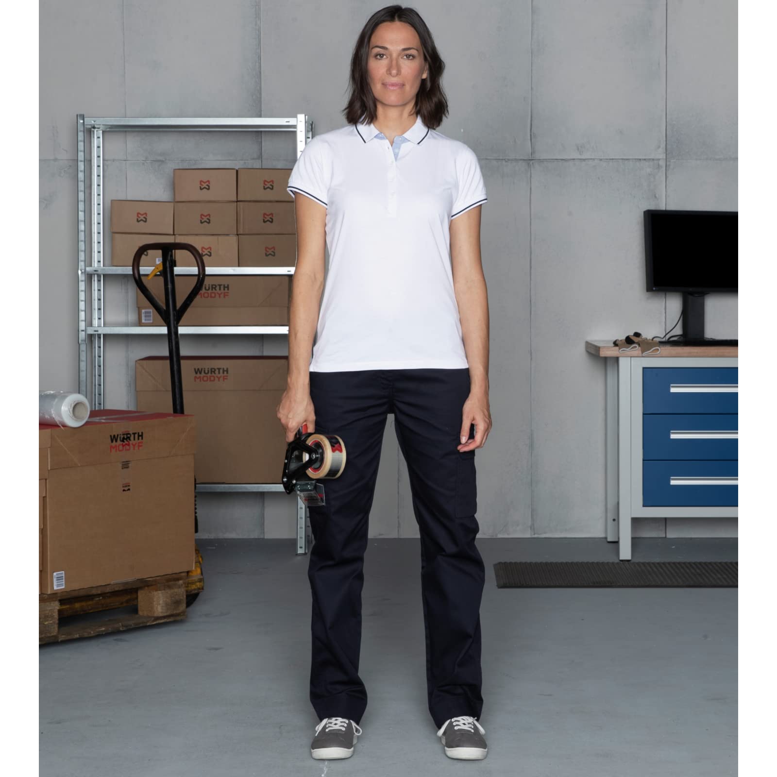 Würth MODYF Office Polo femme blanc XXL tissu jersey