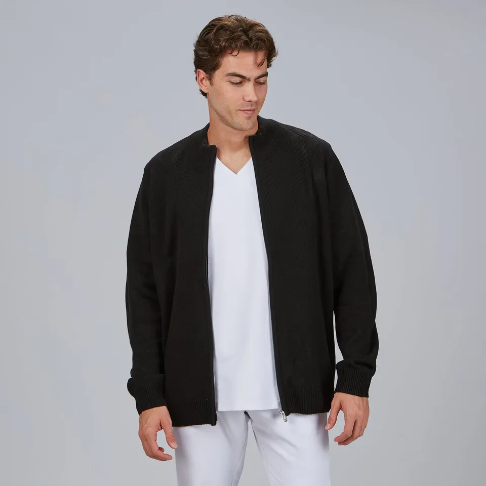 GARY'S Cardigan homme zip noir grosse maille