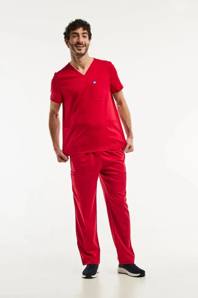 Aelin LUCA tenue médicale homme rouge stretch