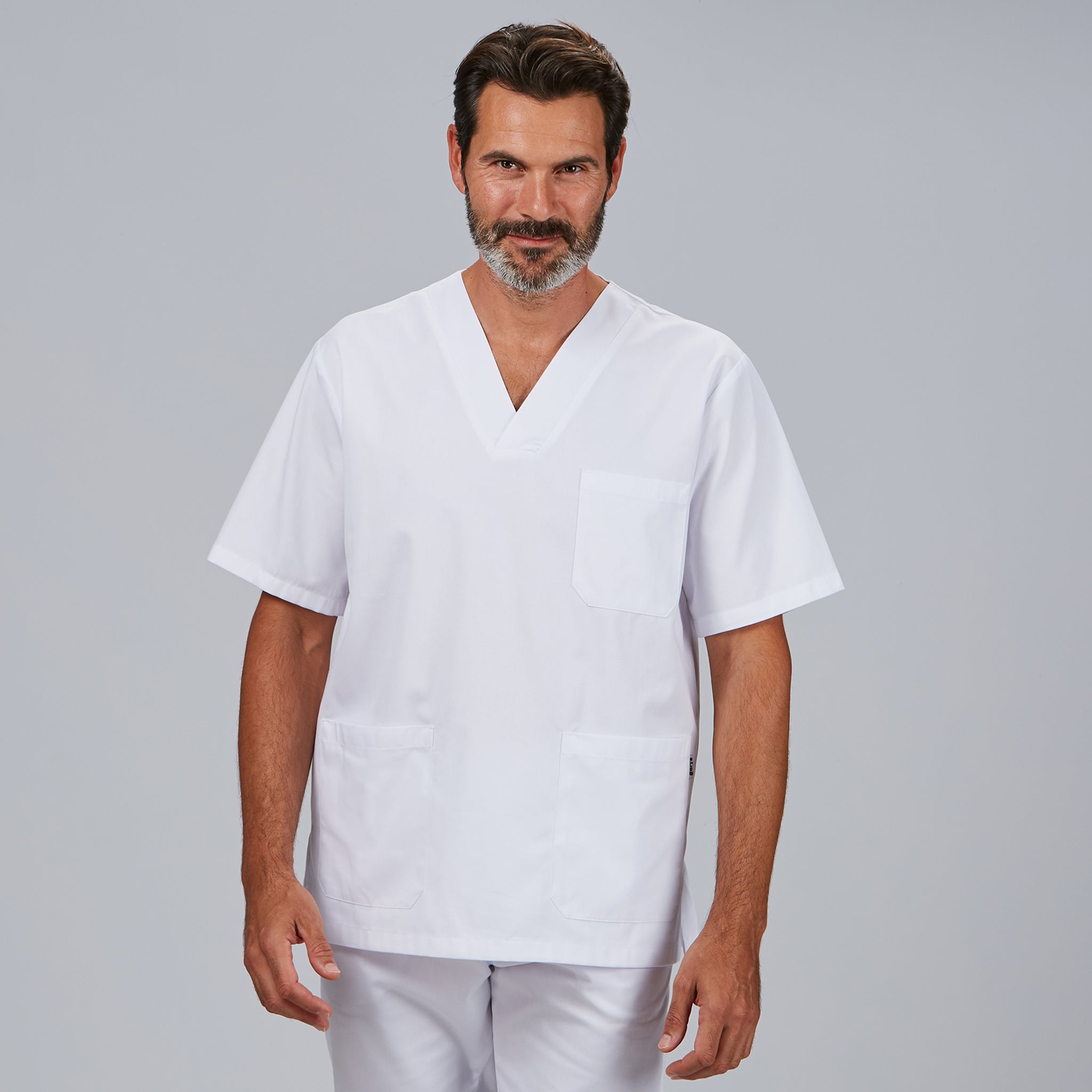 GARY'S blouse médicale blanche M col V unisexe